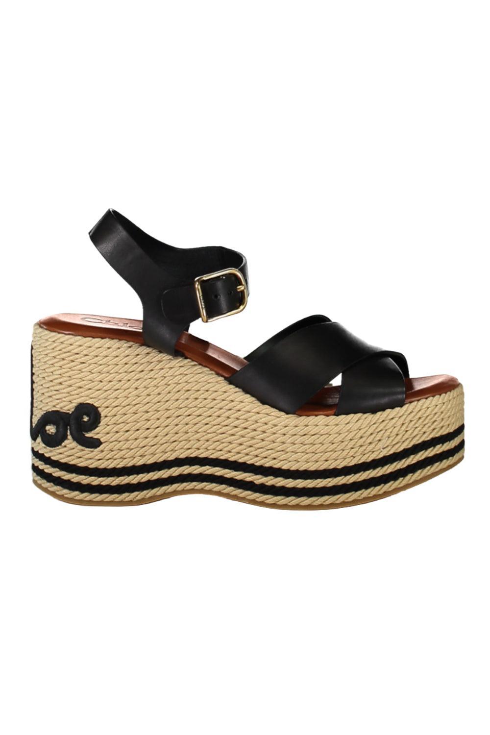 Chloe Sand Wedge Sandal-BLACK-37-SHOESANDAL-CHLOÉ