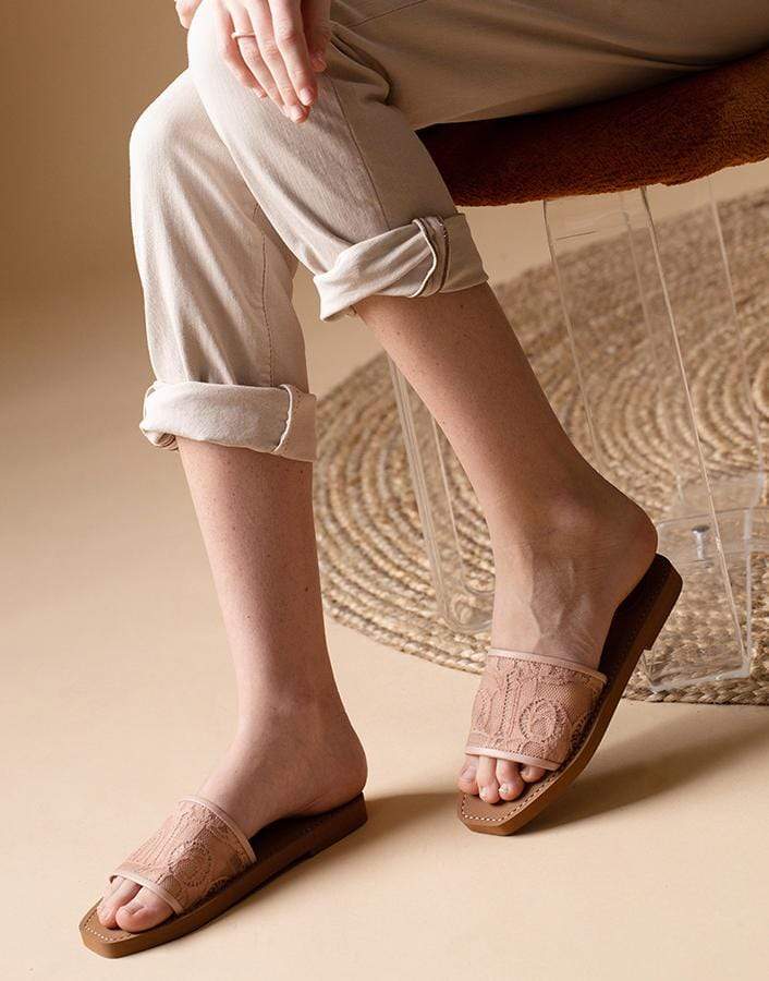 CHLOÉ-Woody Lace Slides-