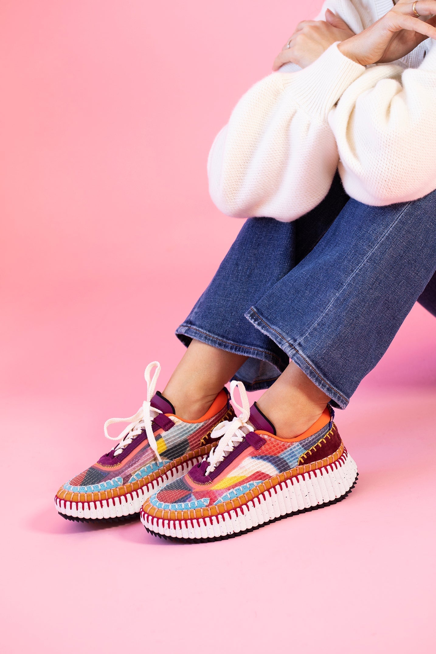 CHLOÉ-Nama Sneaker - Multi Red-