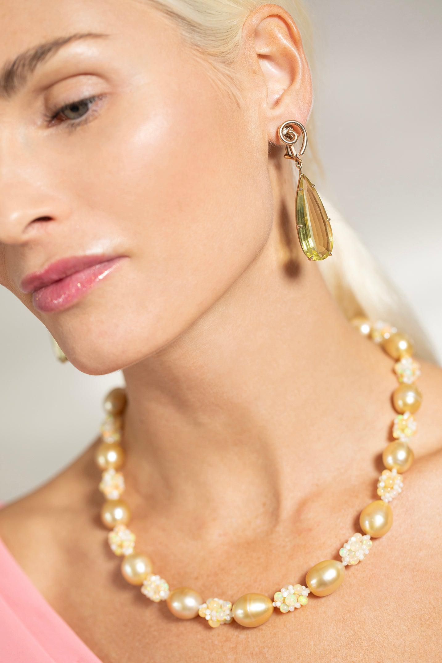 CHRIS DAVIES-Constanze Moderne Citrine Earrings-WHITE GOLD