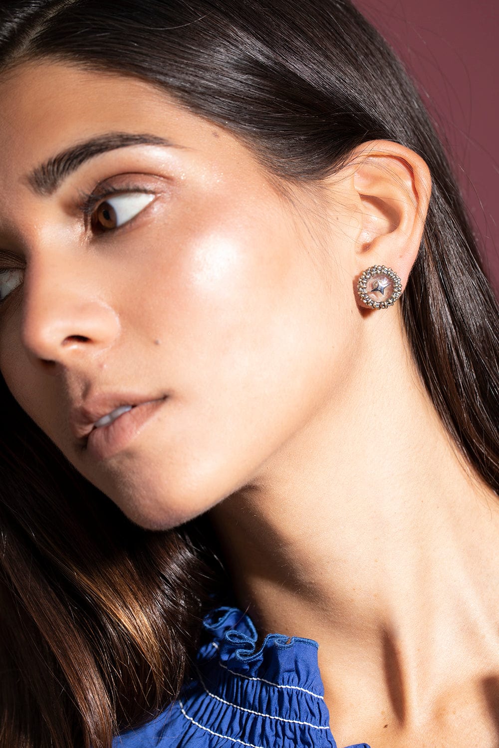 CHRIS DAVIES-Green Amethyst Anemone Earrings-WHITE GOLD
