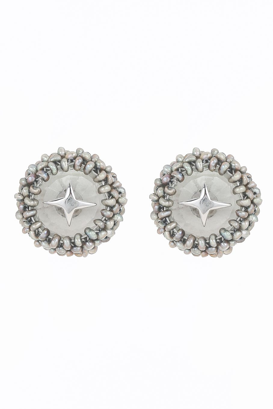 CHRIS DAVIES-Green Amethyst Anemone Earrings-WHITE GOLD