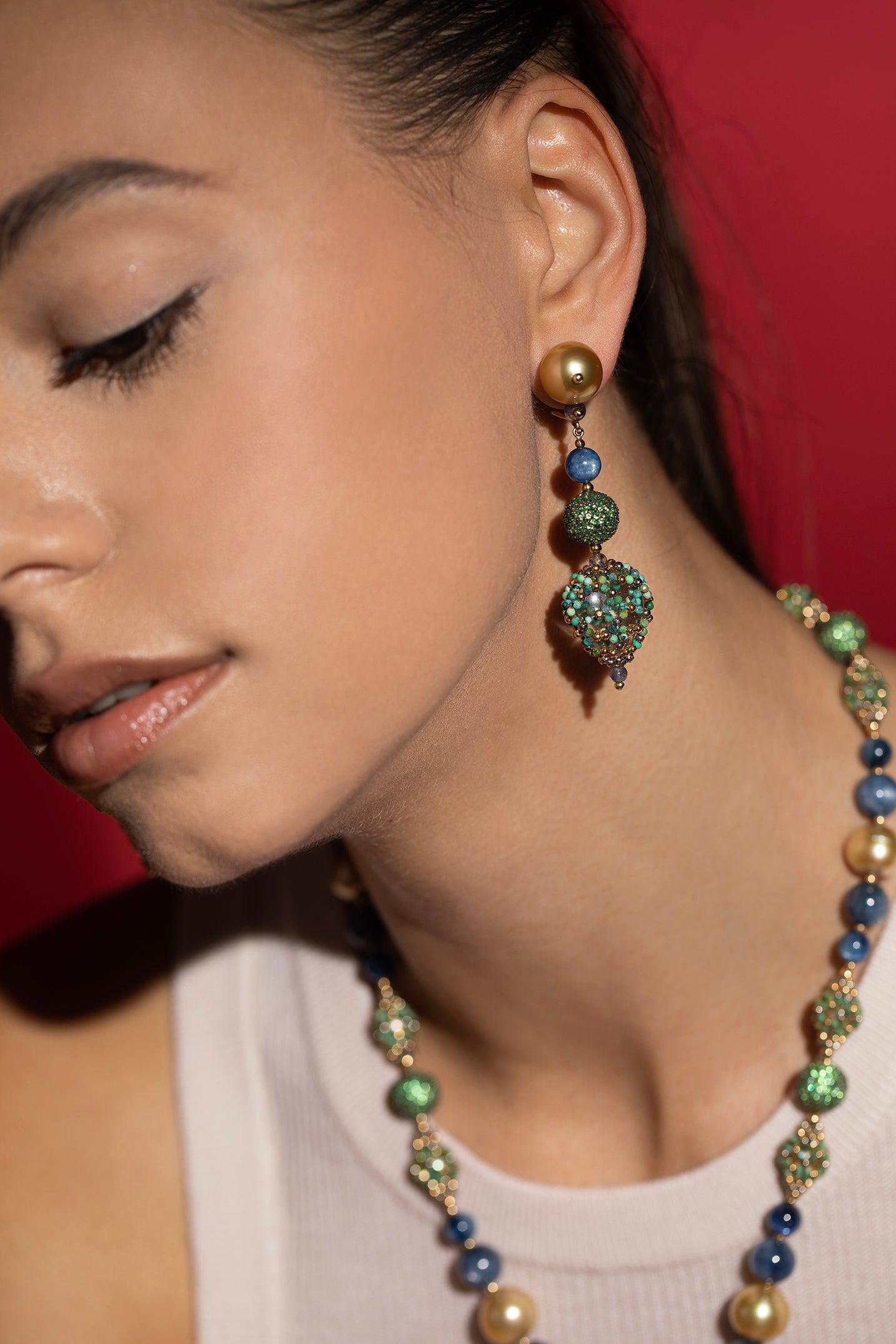 CHRIS DAVIES-Ishtar Paradise Ear Pendants-YELLOW GOLD
