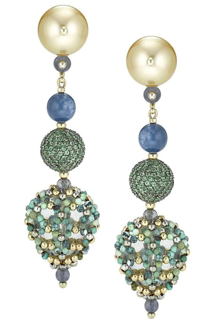 CHRIS DAVIES-Ishtar Paradise Ear Pendants-YELLOW GOLD