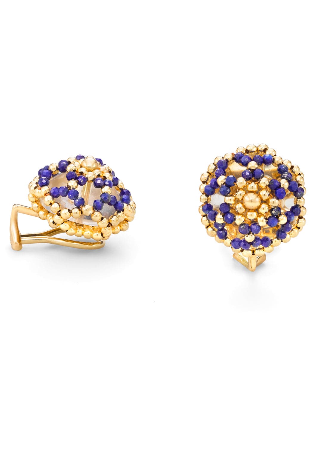 CHRIS DAVIES-Lapis and Rock Crystal Earrings-YELLOW GOLD