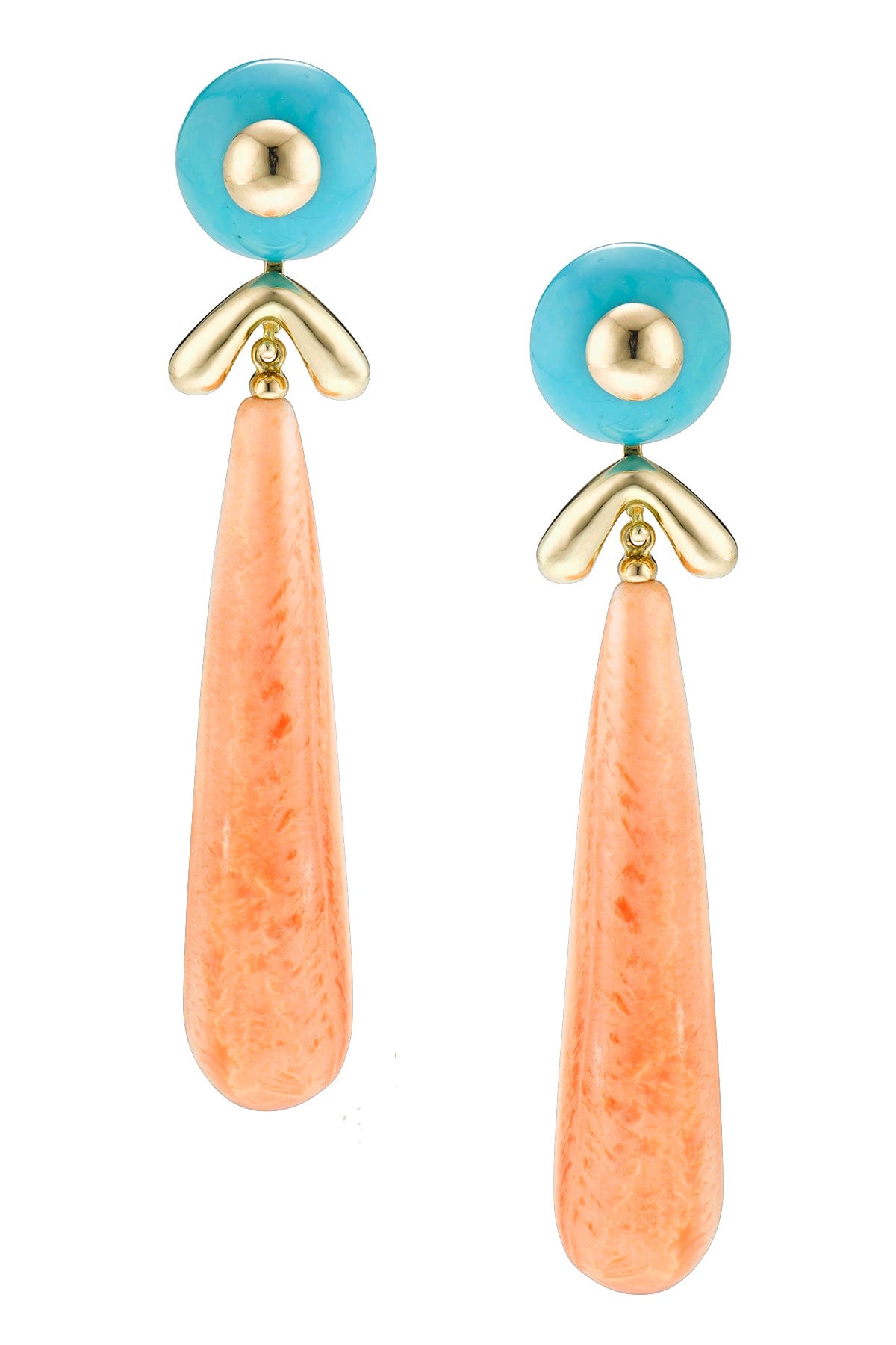 CHRIS DAVIES-Turquoise and Oyster Shell Earrings-YELLOW GOLD