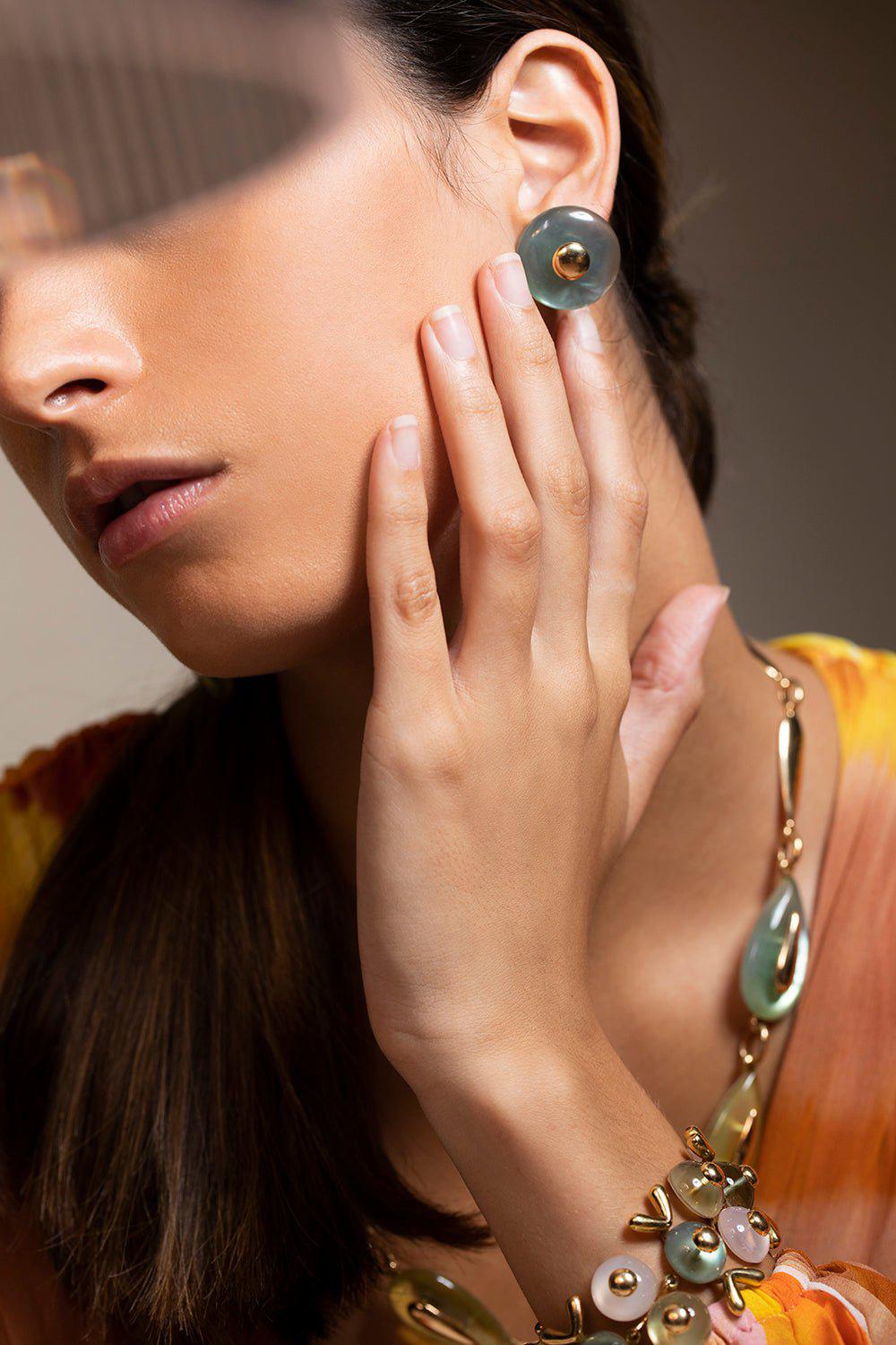 CHRIS DAVIES-Usonian Solar Clip Earrings-YELLOW GOLD