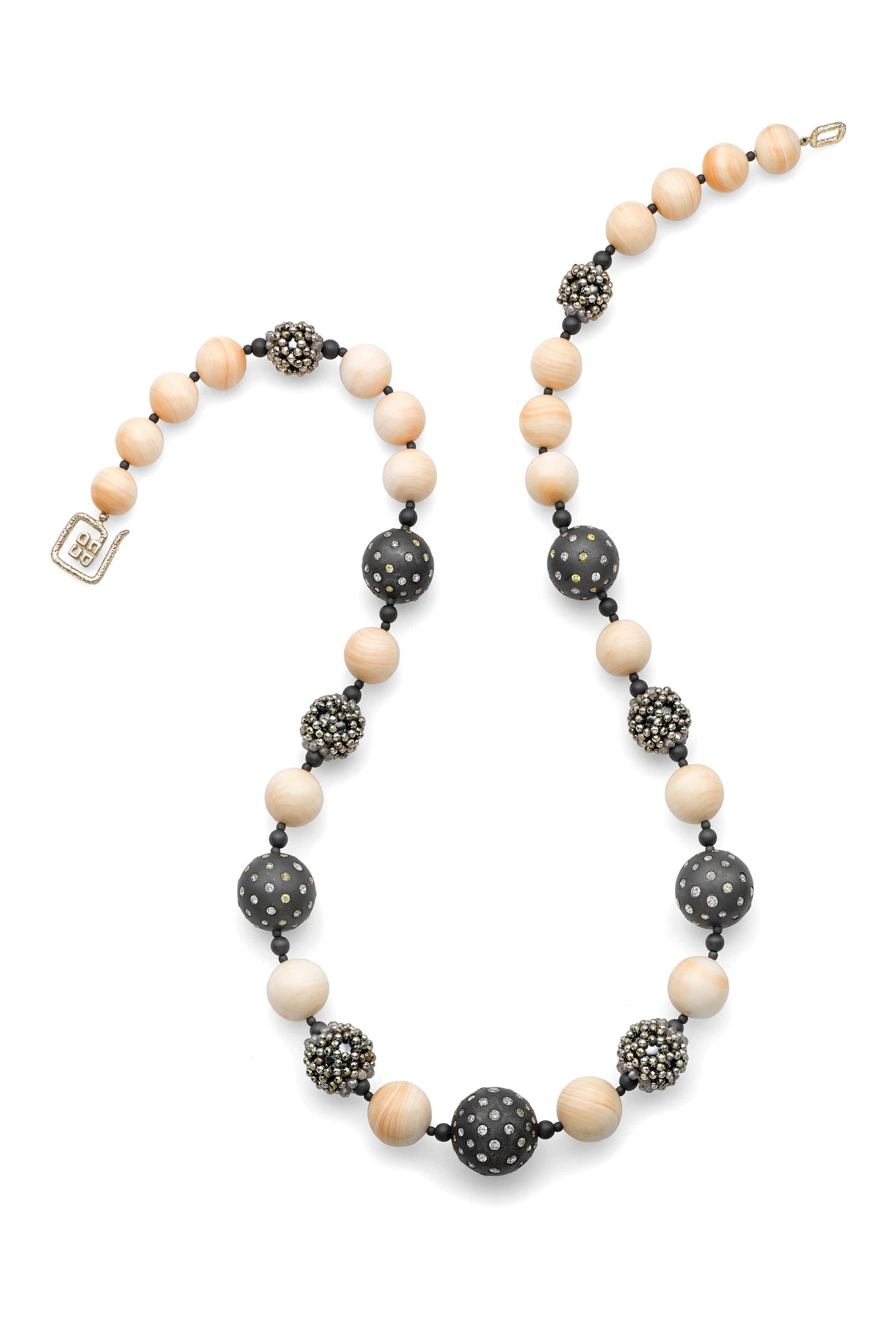 CHRIS DAVIES-Conch Shell and Pyrite Necklace-WHITE GOLD
