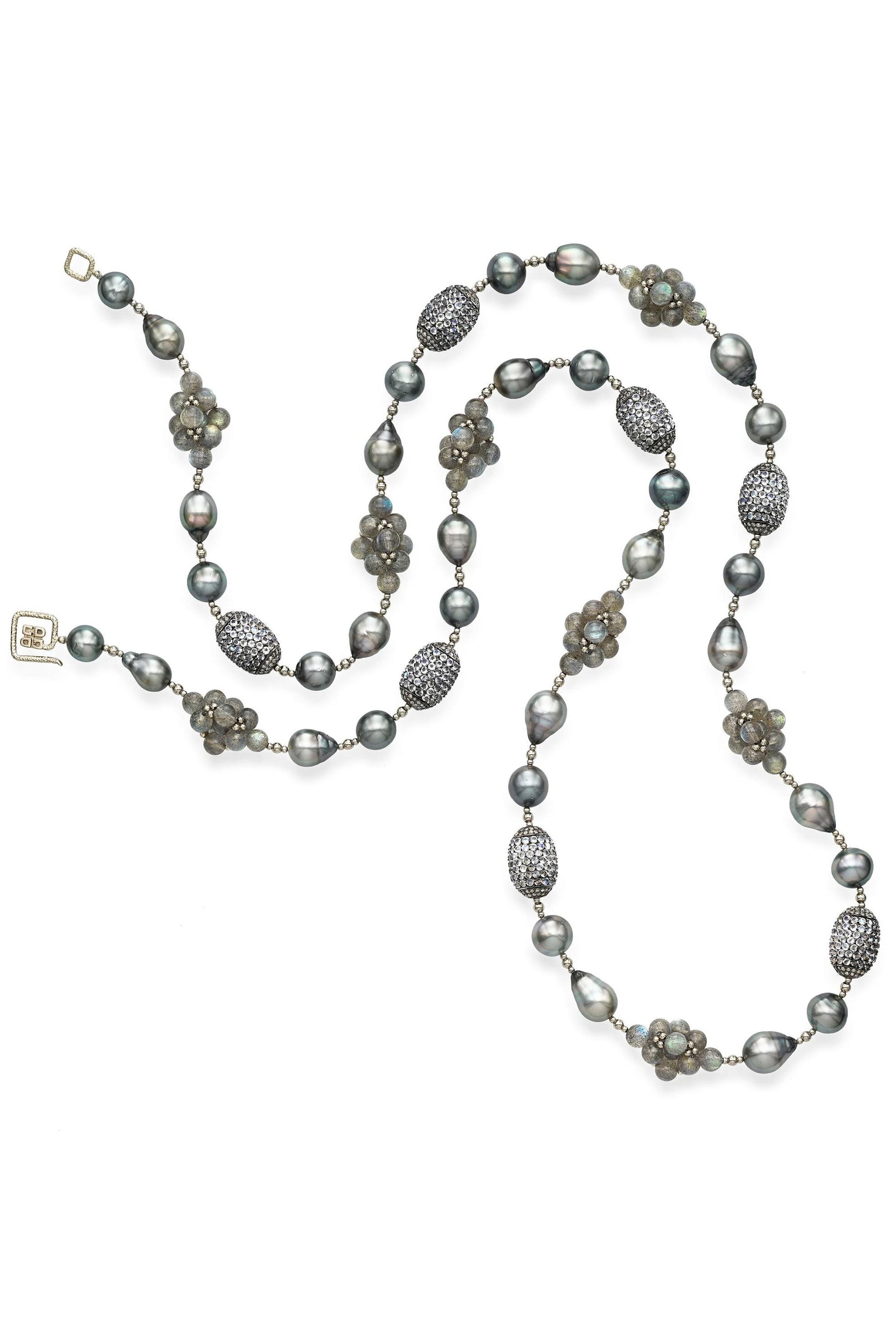 CHRIS DAVIES-Prismatic Doubling Chain Necklace-WHITE GOLD