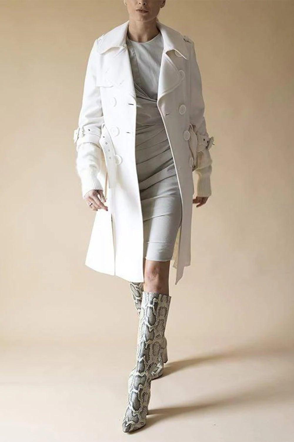 CHRISTIAN DIOR, INC.-Double Face Jersey Trench Coat-WHITE