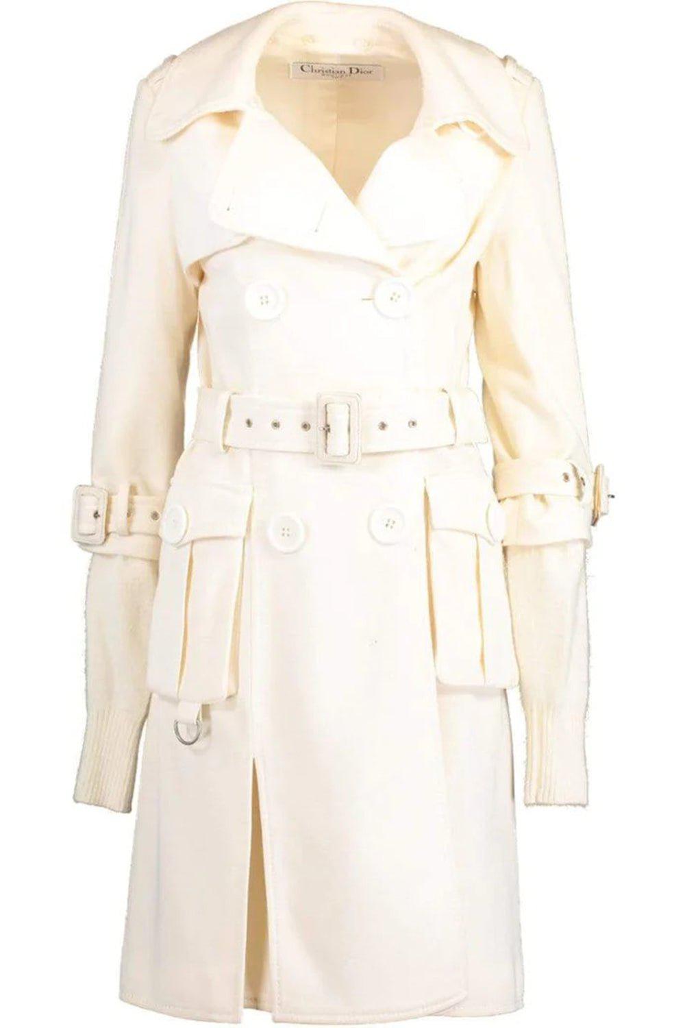 CHRISTIAN DIOR, INC.-Double Face Jersey Trench Coat-WHITE
