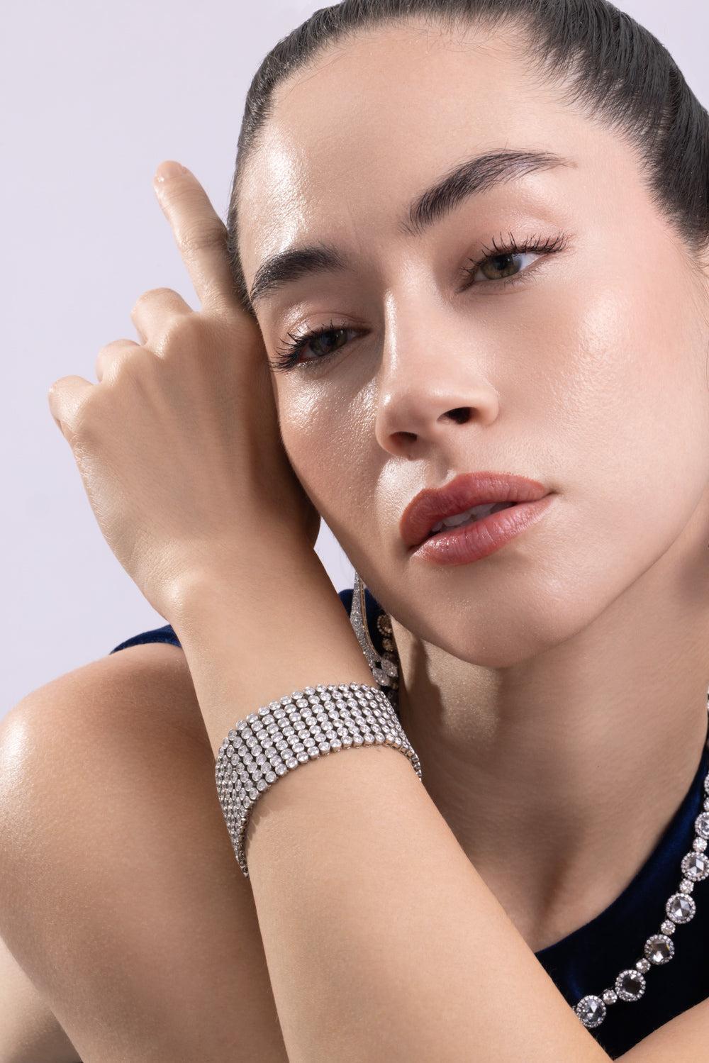 Diamond Seven Layer Bracelet-PLATINUM-6.75-JEWELRYFINE JEWELBRACELET O-CICADA