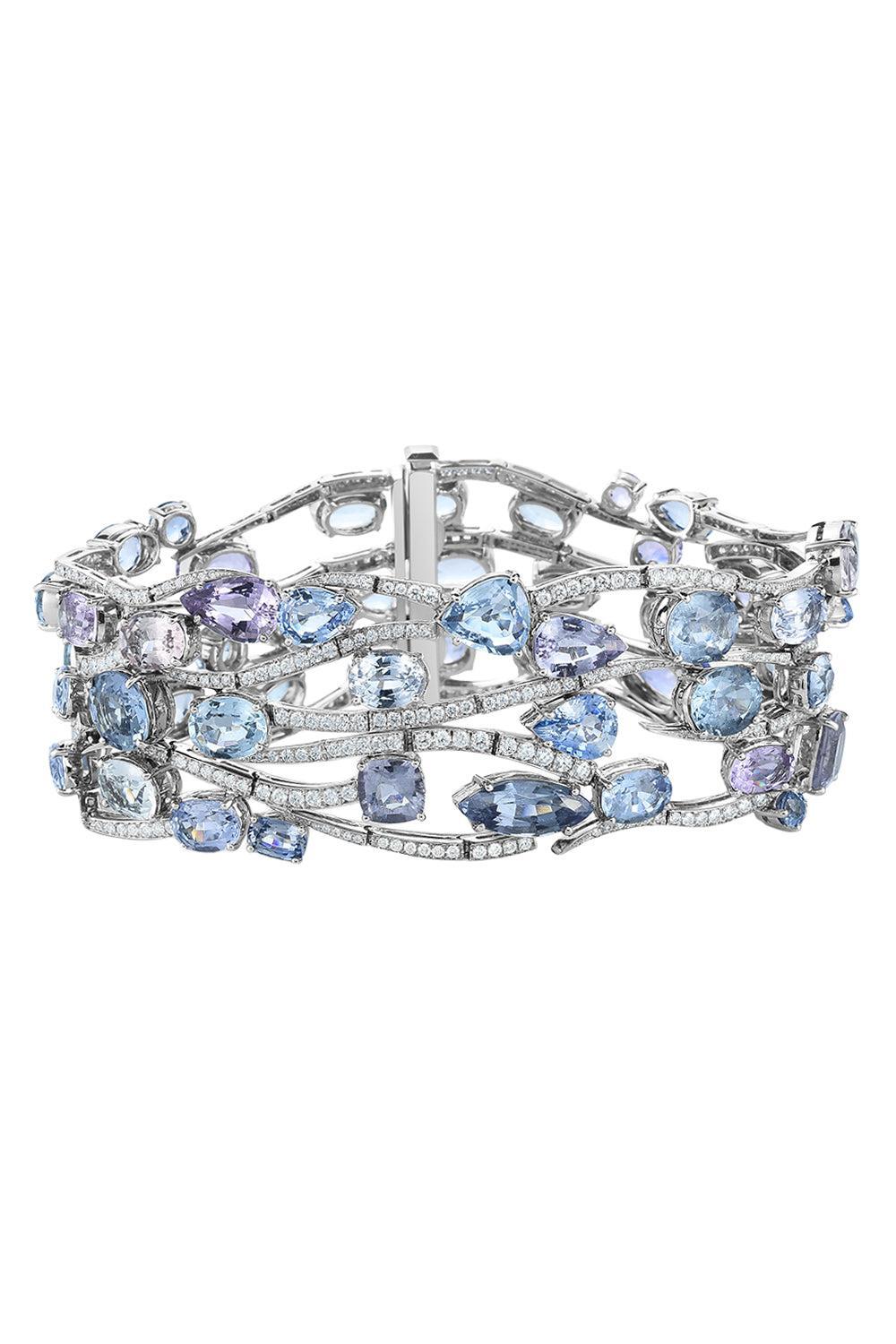 Mixed Sapphire Diamond Frost Bracelet-PLATINUM-7-JEWELRYFINE JEWELBRACELET O-CICADA