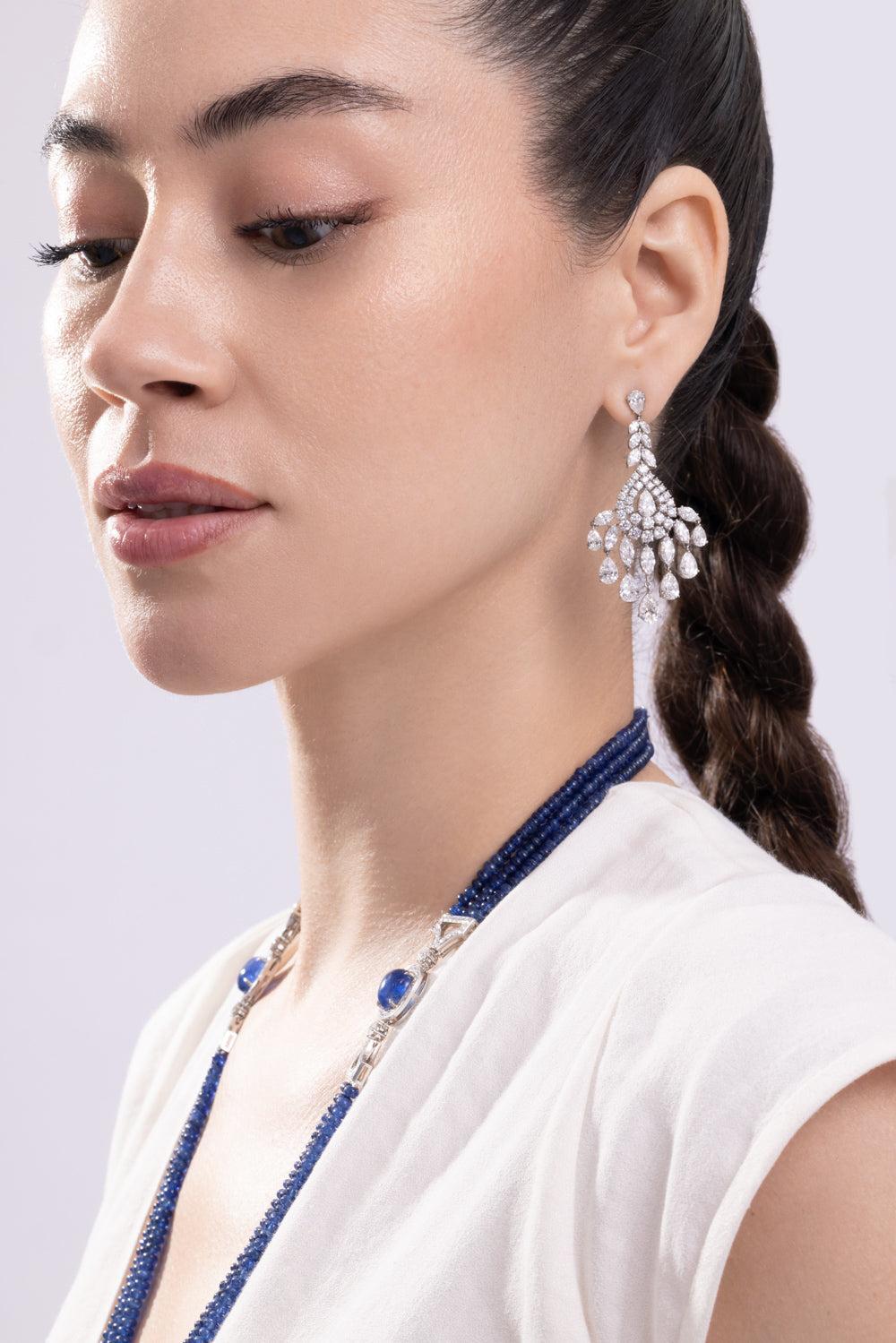 Diamond Chandelier Earrings-PLATINUM-JEWELRYFINE JEWELEARRING-CICADA