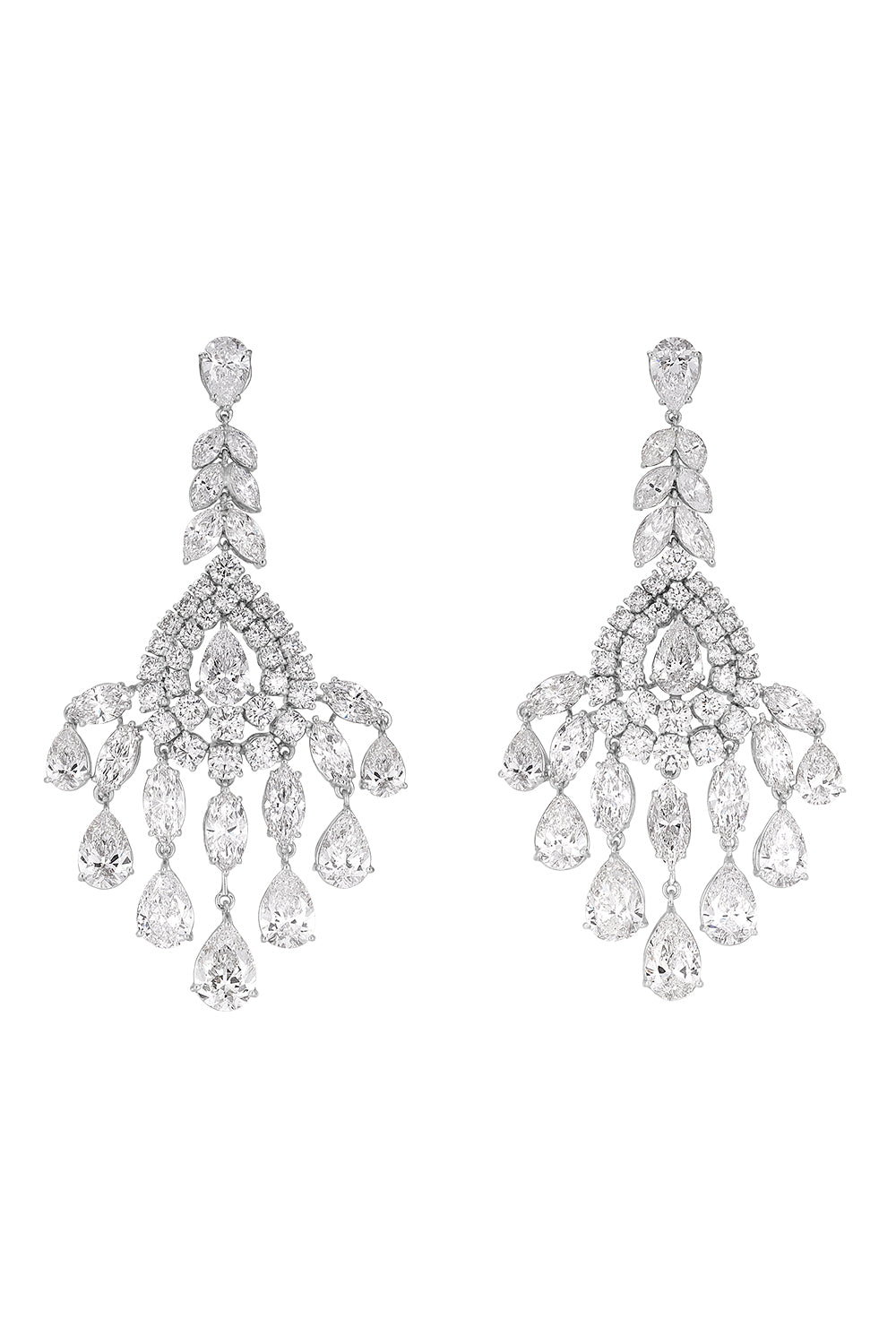 Diamond Chandelier Earrings-PLATINUM-JEWELRYFINE JEWELEARRING-CICADA