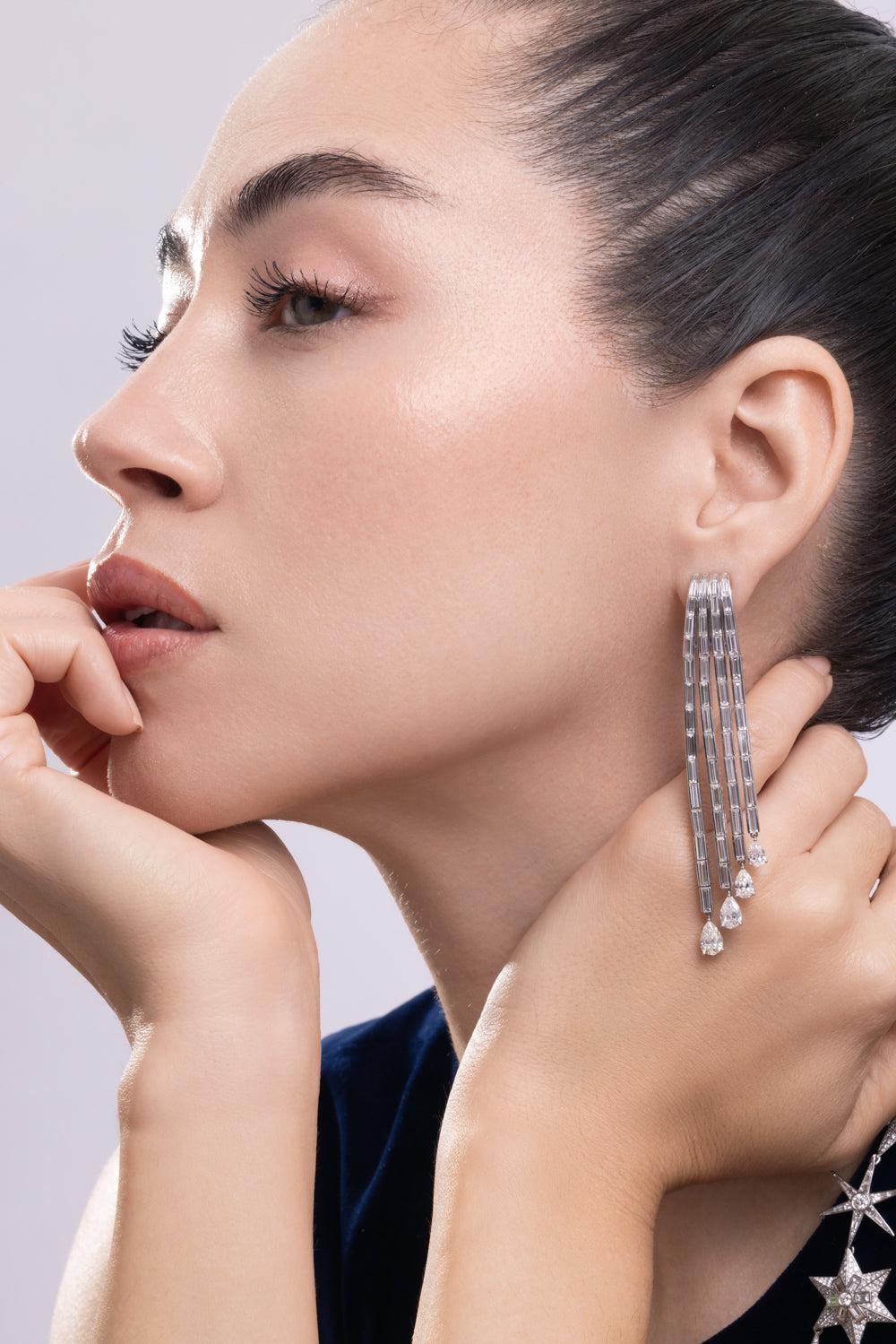 Diamond Line Drop Earrings-PLATINUM-JEWELRYFINE JEWELEARRING-CICADA
