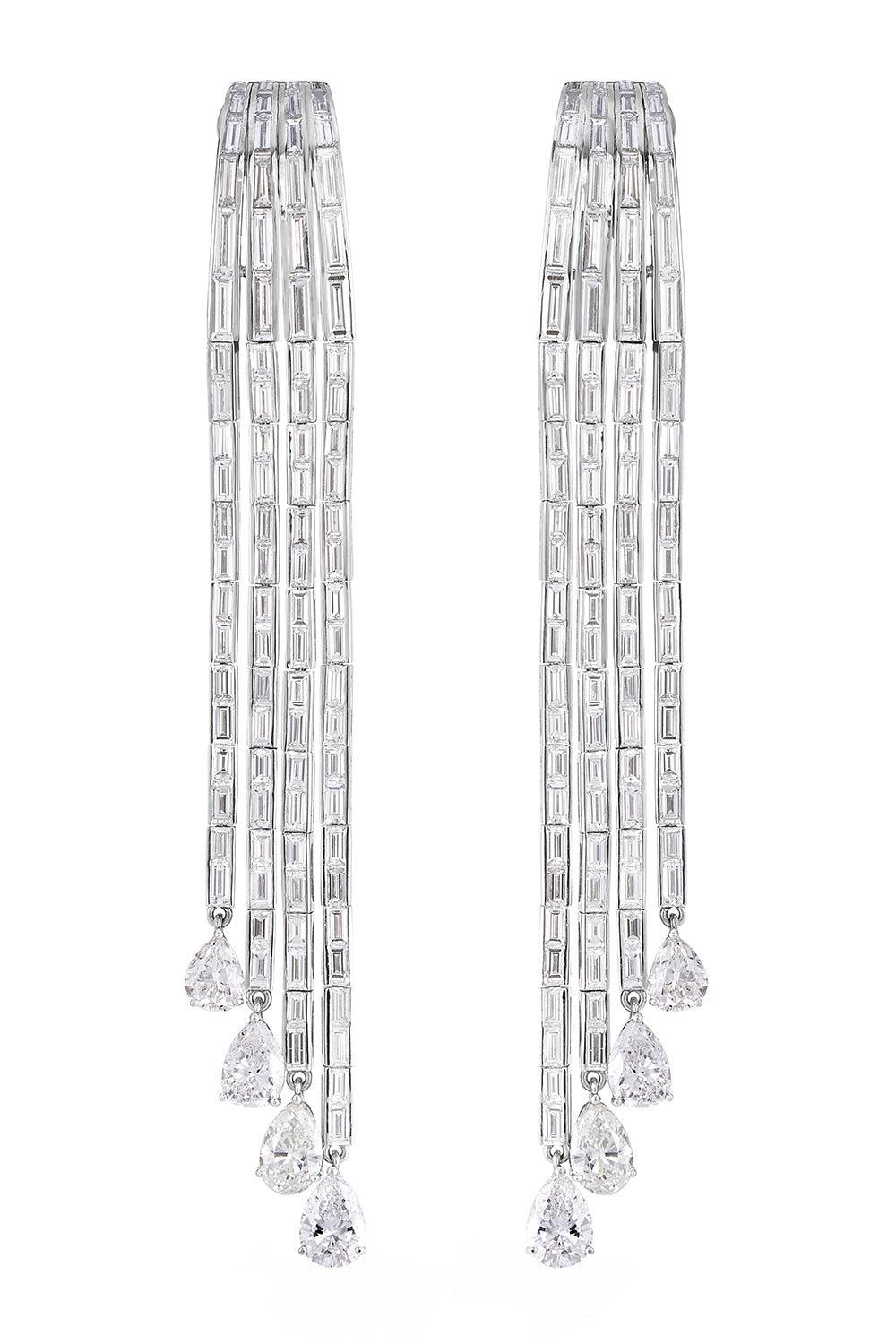 Diamond Line Drop Earrings-PLATINUM-JEWELRYFINE JEWELEARRING-CICADA