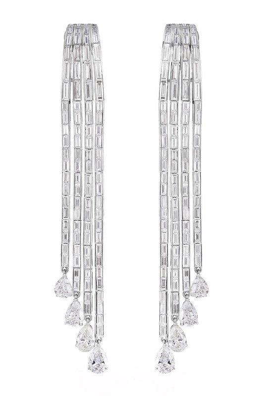 Diamond Line Drop Earrings-PLATINUM-JEWELRYFINE JEWELEARRING-CICADA