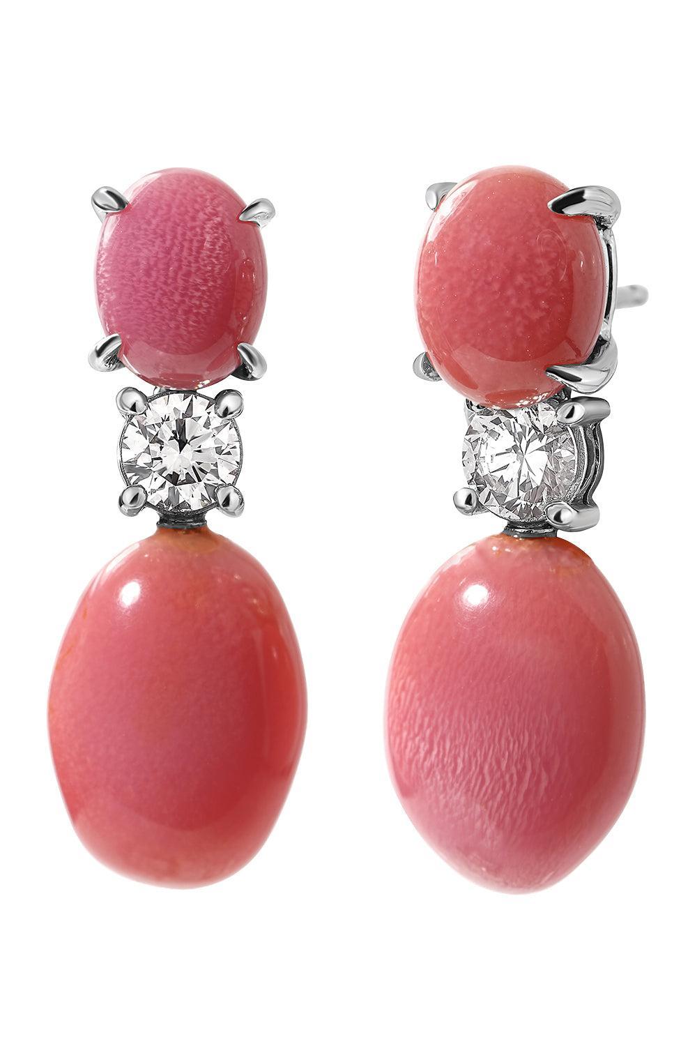 Diamond Pink Conch Drop Earrings-PLATINUM-JEWELRYFINE JEWELEARRING-CICADA