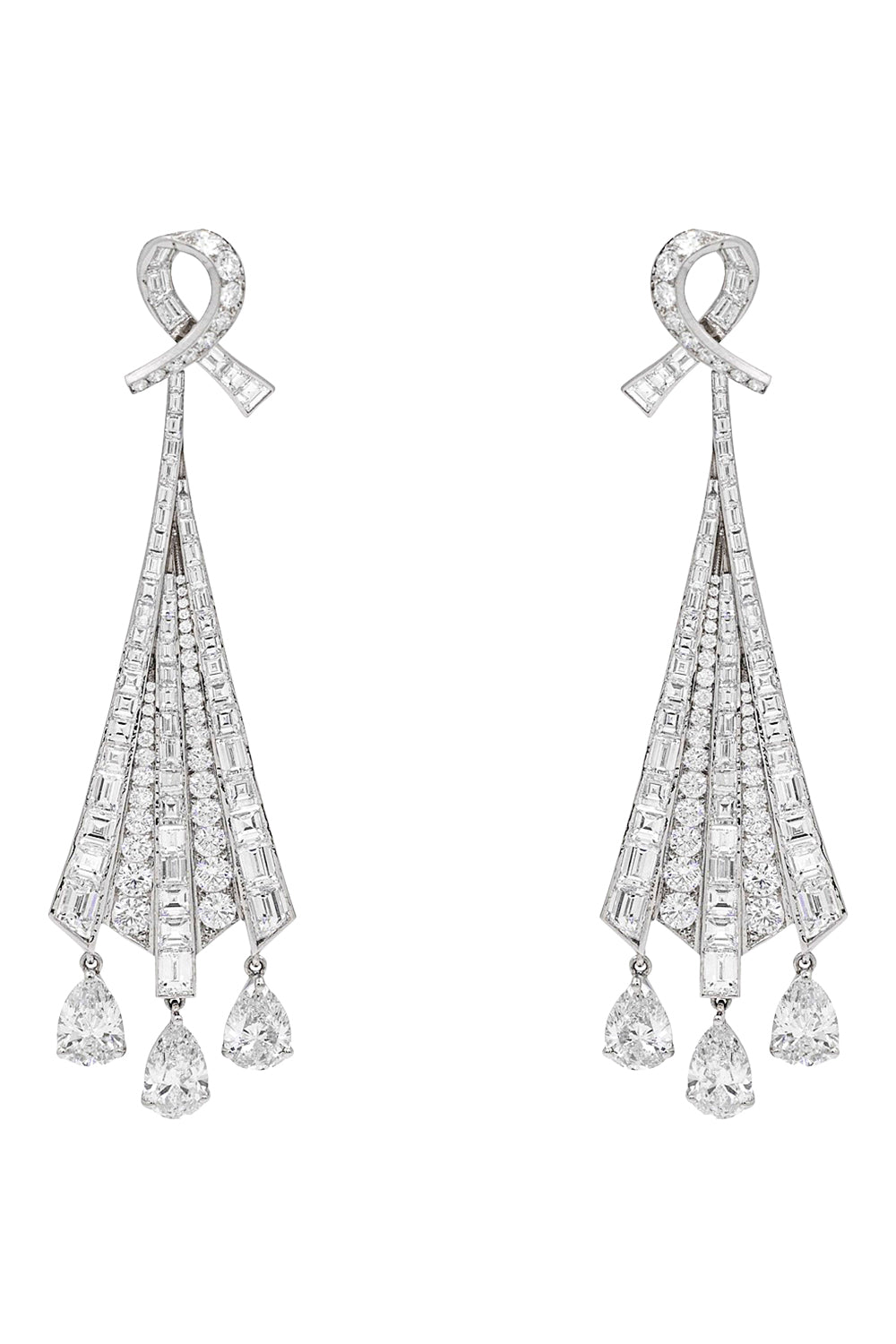 Diamond Triangle Drop Earrings-PLATINUM-JEWELRYFINE JEWELEARRING-CICADA