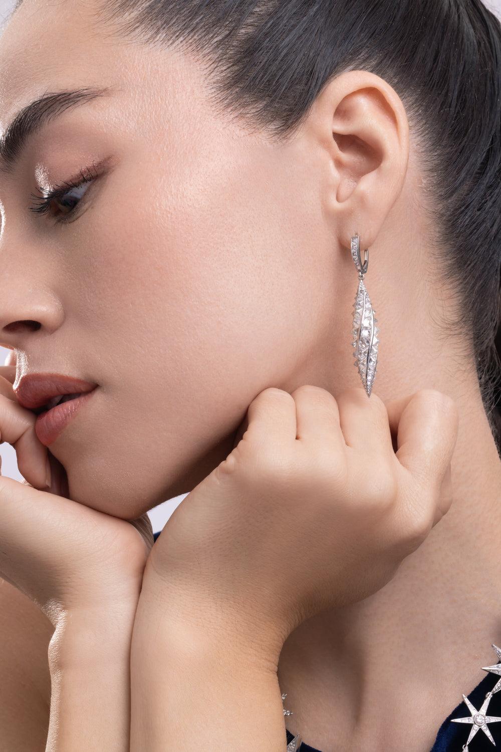 Diamond Twist Earrings-PLATINUM-JEWELRYFINE JEWELEARRING-CICADA