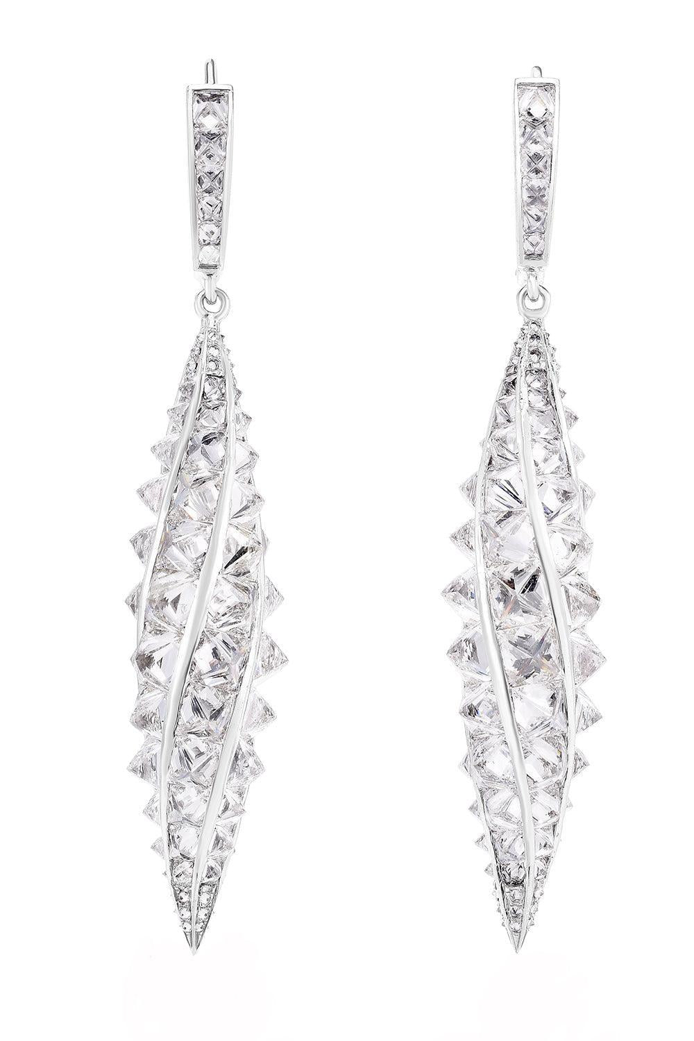 Diamond Twist Earrings-PLATINUM-JEWELRYFINE JEWELEARRING-CICADA