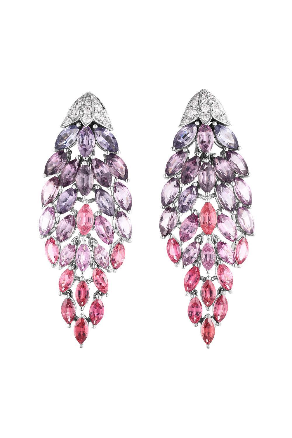 Spinel Diamond Shield Earrings-PLATINUM-JEWELRYFINE JEWELEARRING-CICADA