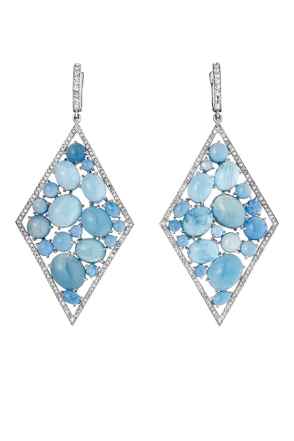 Aquamarine Diamond Inside Bubble Earrings-WHITE GOLD-JEWELRYFINE JEWELEARRING-CICADA