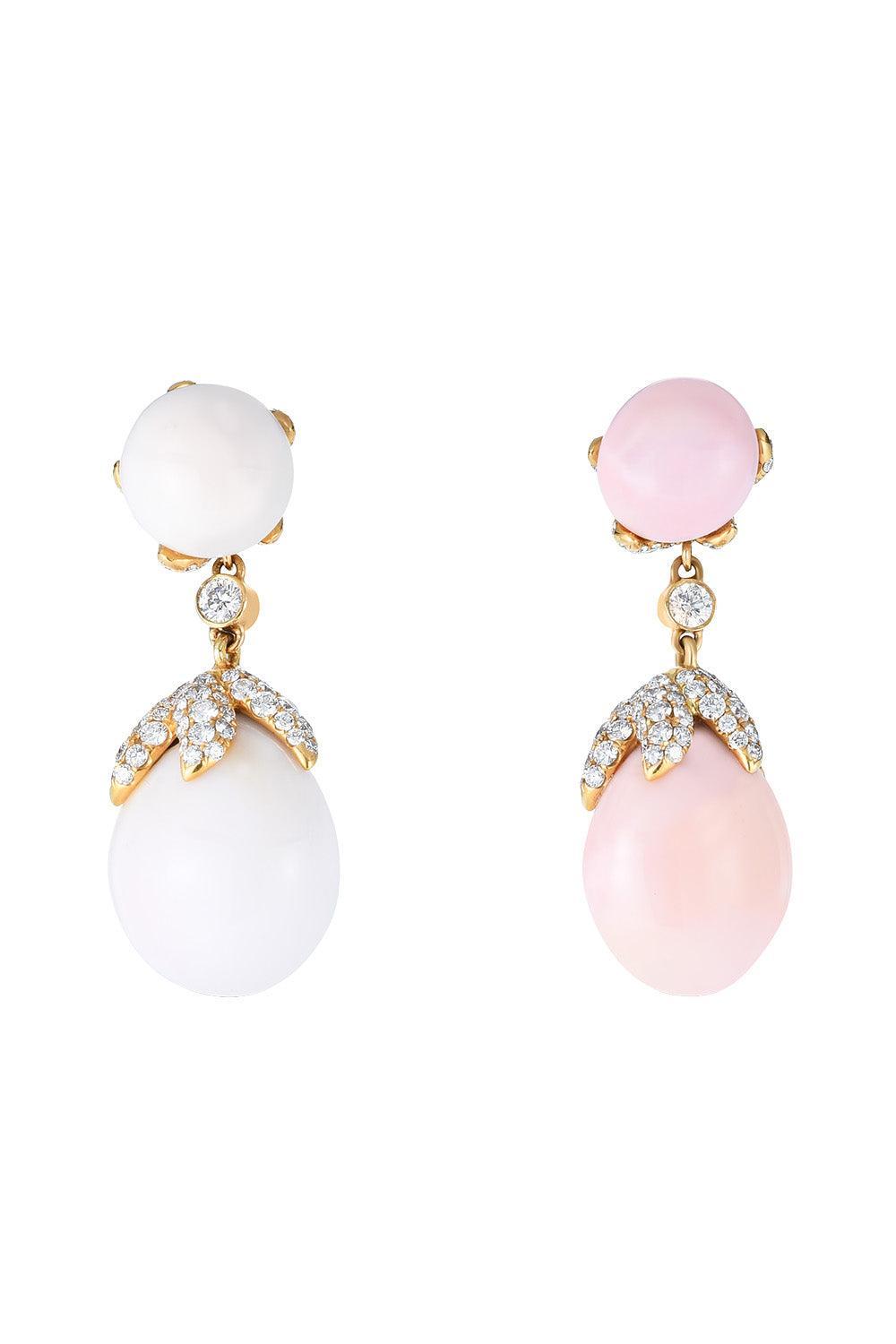 Diamond Round Conch Drop Earrings-YELLOW GOLD-JEWELRYFINE JEWELEARRING-CICADA