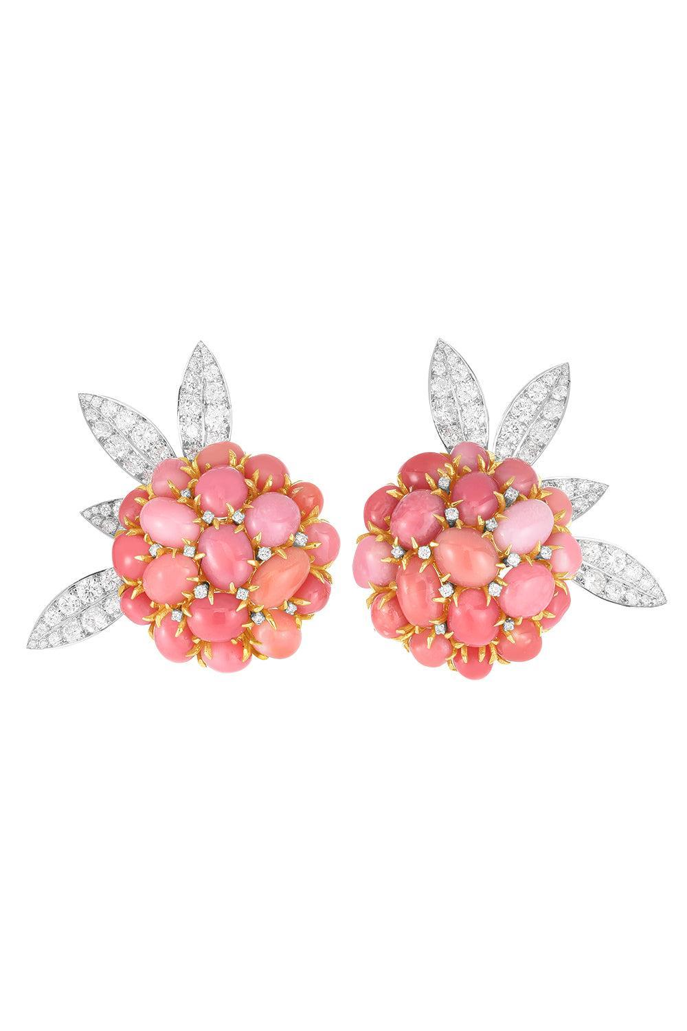 Pink Pearl Diamond Earrings-YELLOW GOLD-JEWELRYFINE JEWELEARRING-CICADA
