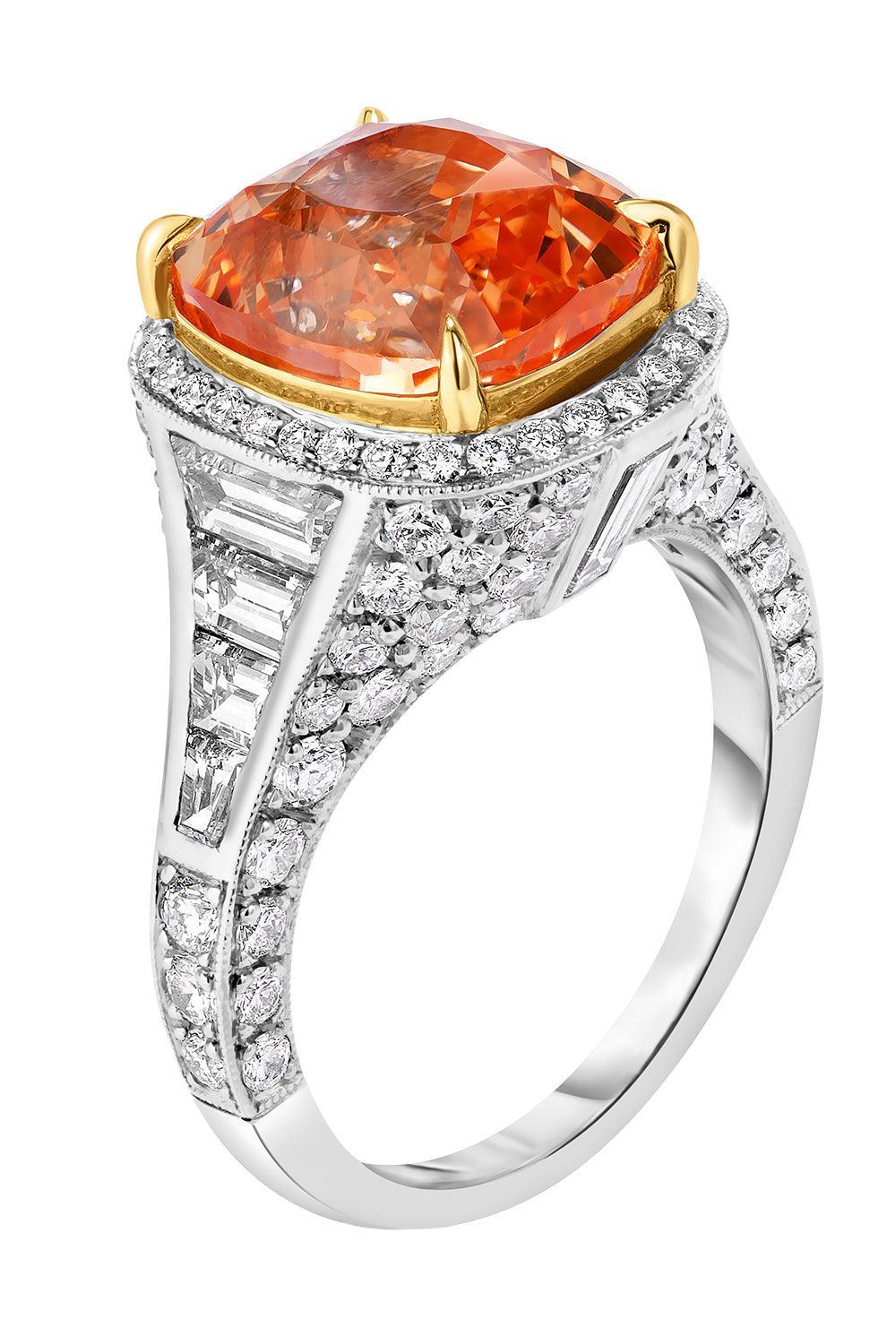 Padaparascha Sapphire Diamond Ring-PLATINUM-6-JEWELRYFINE JEWELRING-CICADA