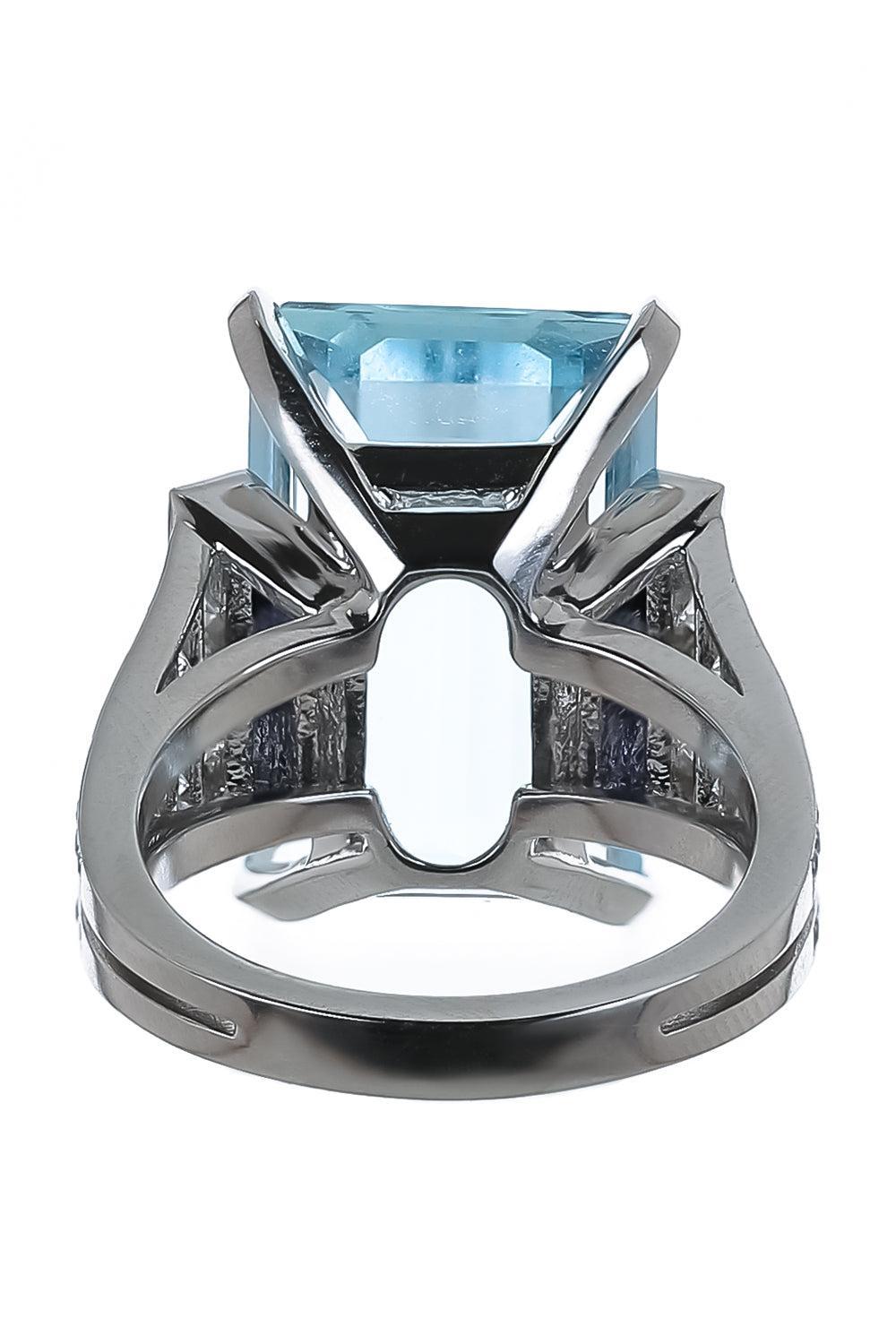 Aquamarine Blue Sapphire Diamond Ring-PLATINUM-6.5-JEWELRYFINE JEWELRING-CICADA