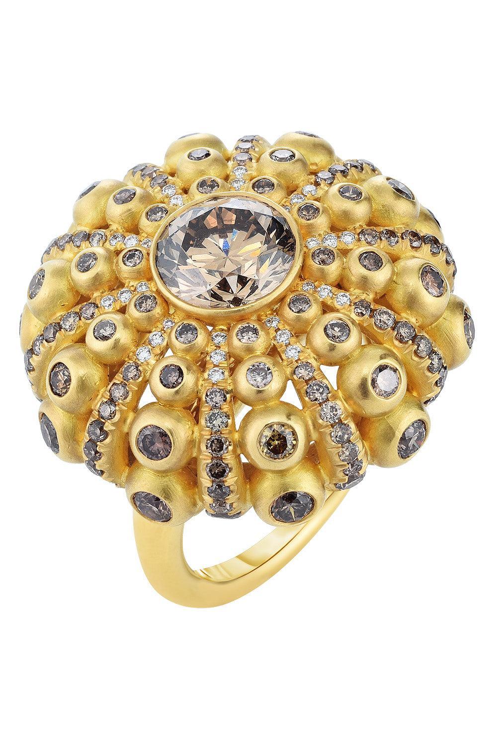 Brown Diamond Dome Ring-YELLOW GOLD-5-JEWELRYFINE JEWELRING-CICADA