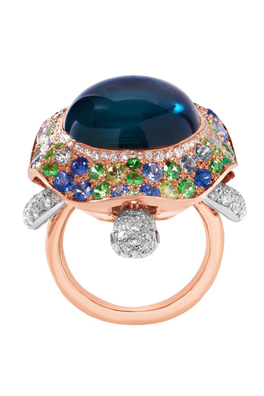 Tourmaline Diamond Turle Shaker Ring-YELLOW GOLD-5.5-JEWELRYFINE JEWELRING-CICADA