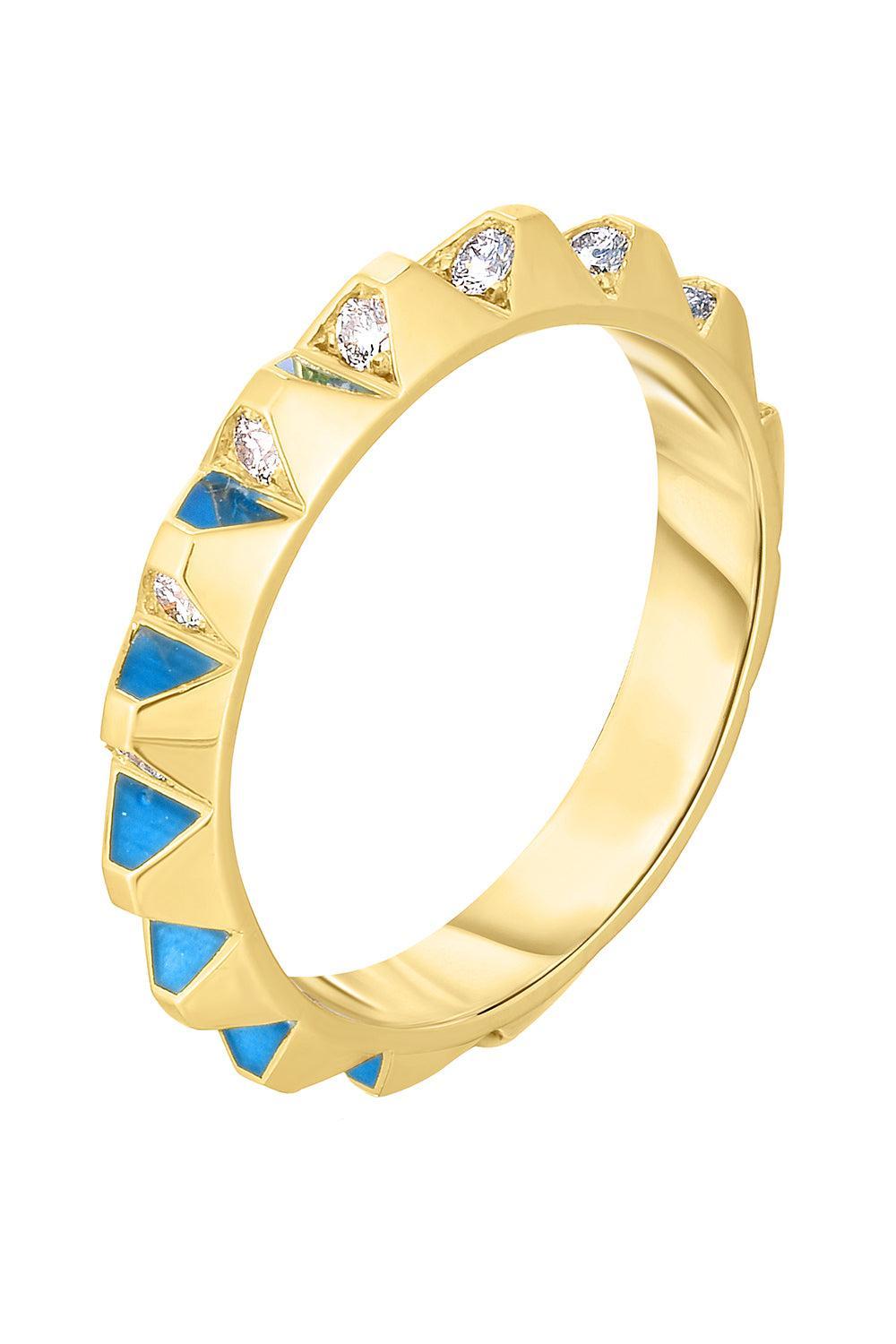 Diamond Blue Spike Ring-YELLOW GOLD-5.75-JEWELRYFINE JEWELRING-CICADA