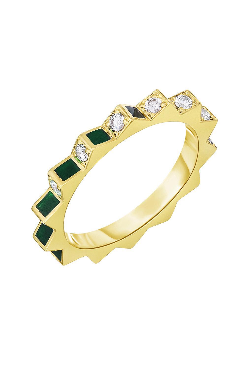 Diamond Green Spike Ring-YELLOW GOLD-5.75-JEWELRYFINE JEWELRING-CICADA
