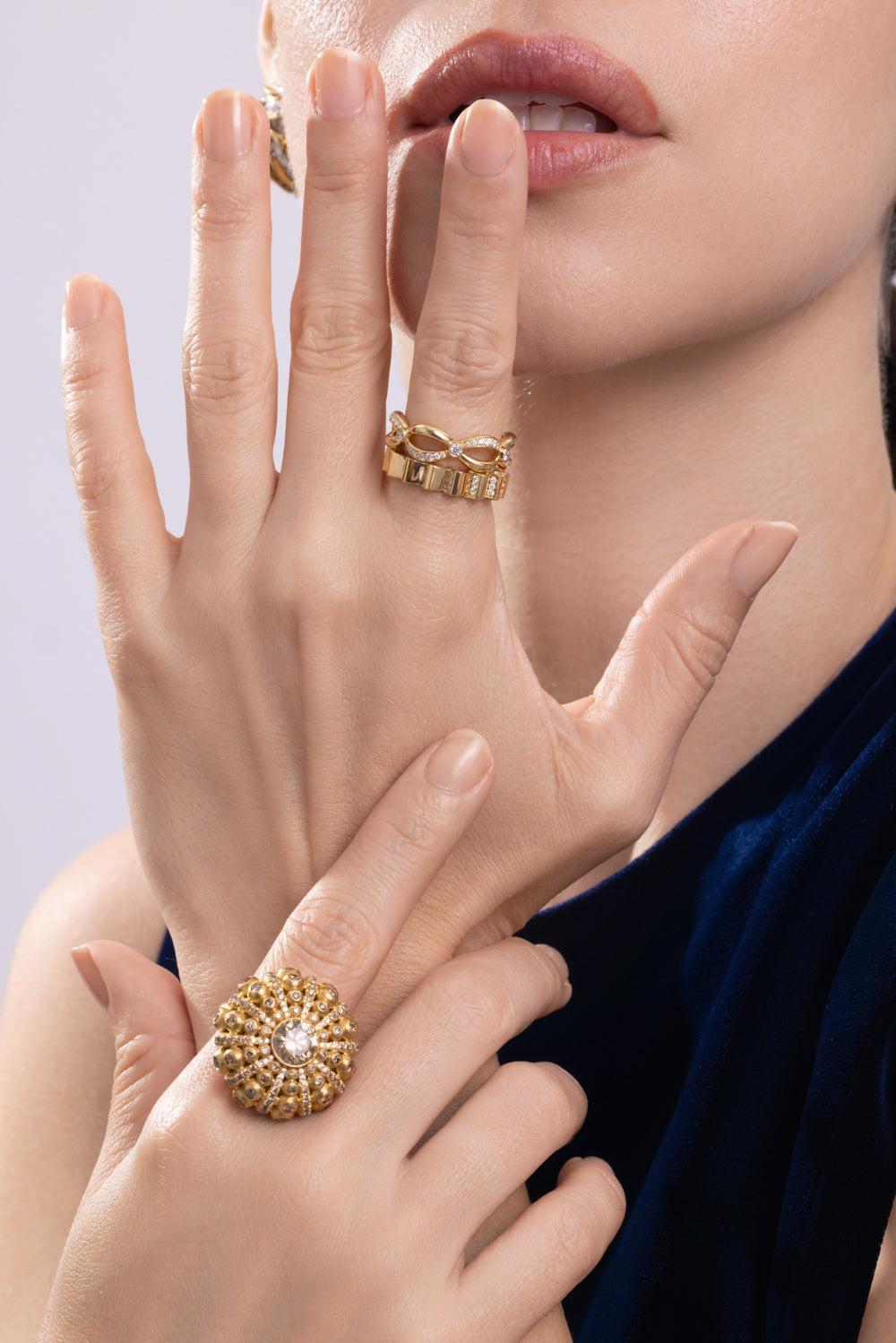 Diamond Ridge Band Ring-YELLOW GOLD-6-JEWELRYFINE JEWELRING-CICADA