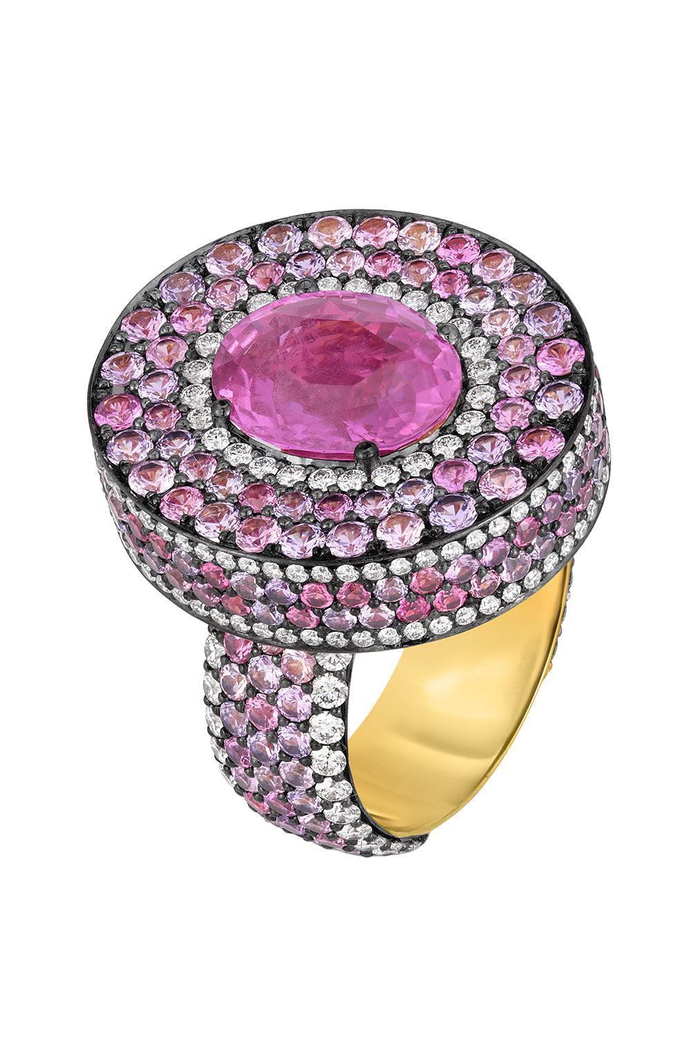 Pink Sapphire Diamond Ring-YELLOW GOLD-6.5-JEWELRYFINE JEWELRING-CICADA
