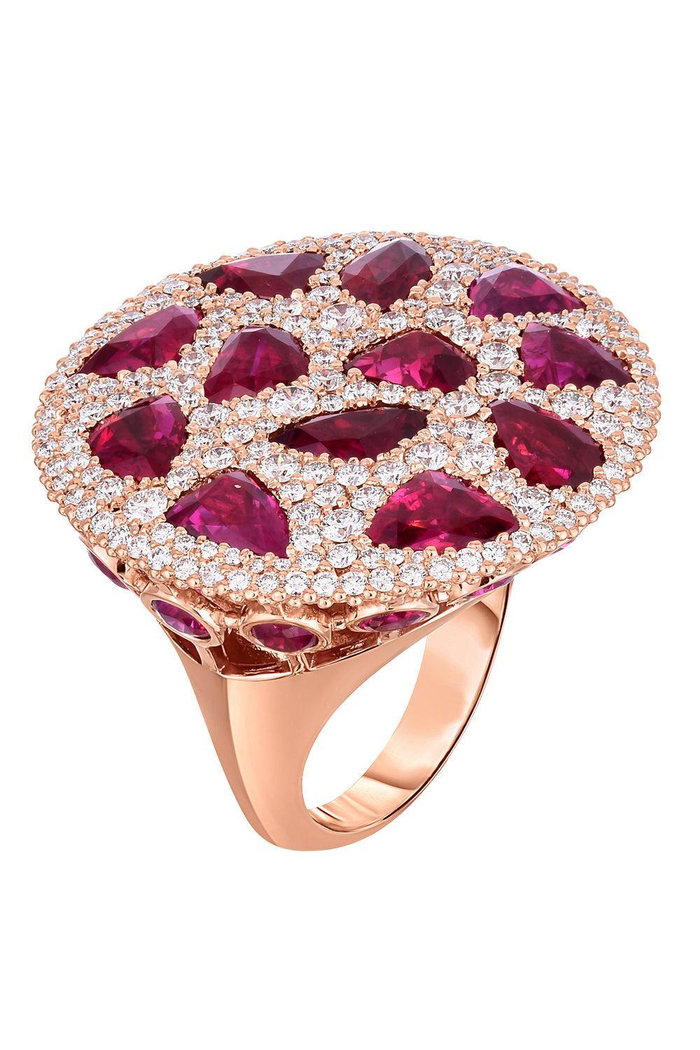 Ruby Diamond Cobblestone Ring-YELLOW GOLD-6.5-JEWELRYFINE JEWELRING-CICADA