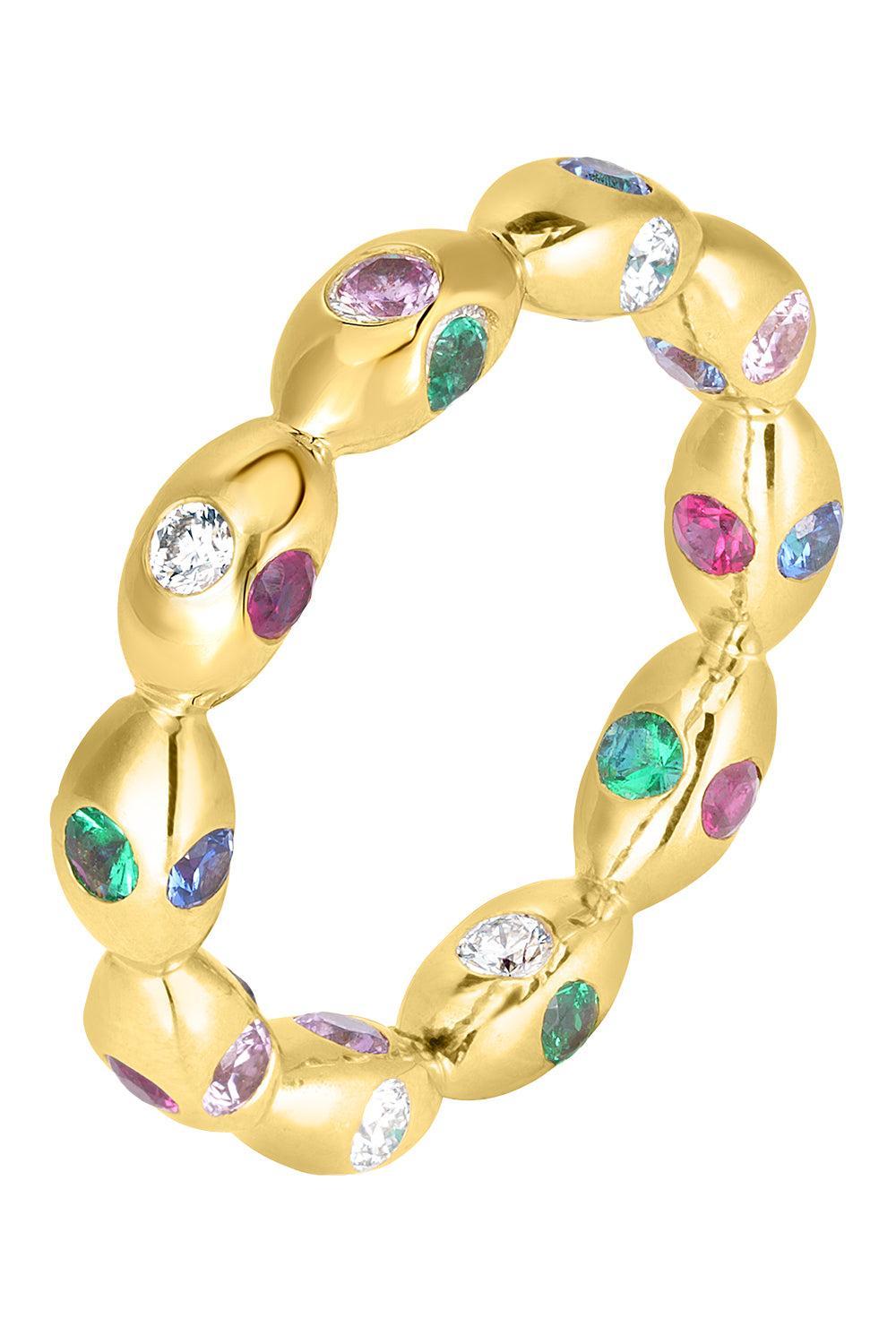 Diamond Multi Stone Bubble Ring-YELLOW GOLD-7-JEWELRYFINE JEWELRING-CICADA