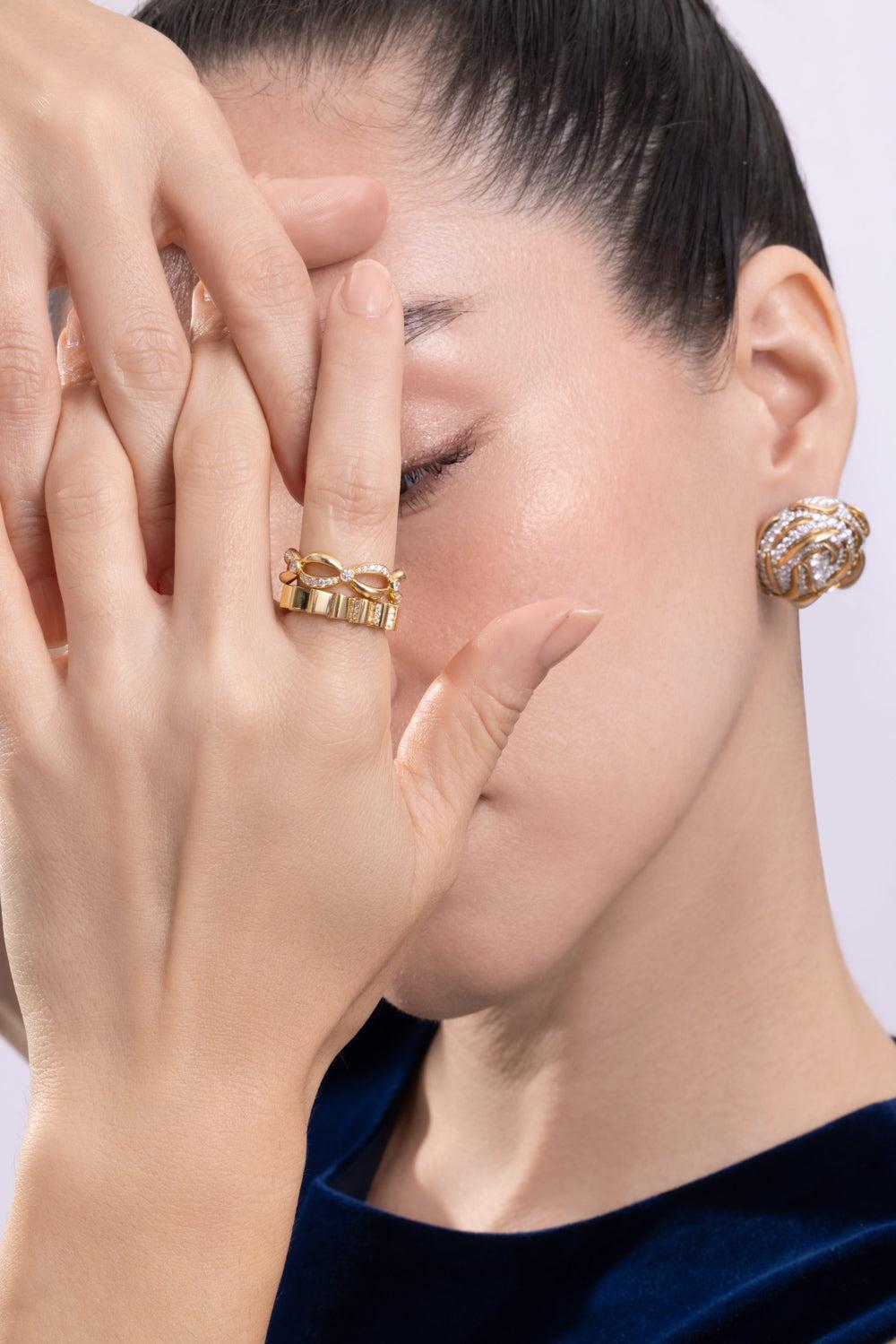 Diamond Ribbon Band Ring-YELLOW GOLD-7-JEWELRYFINE JEWELRING-CICADA