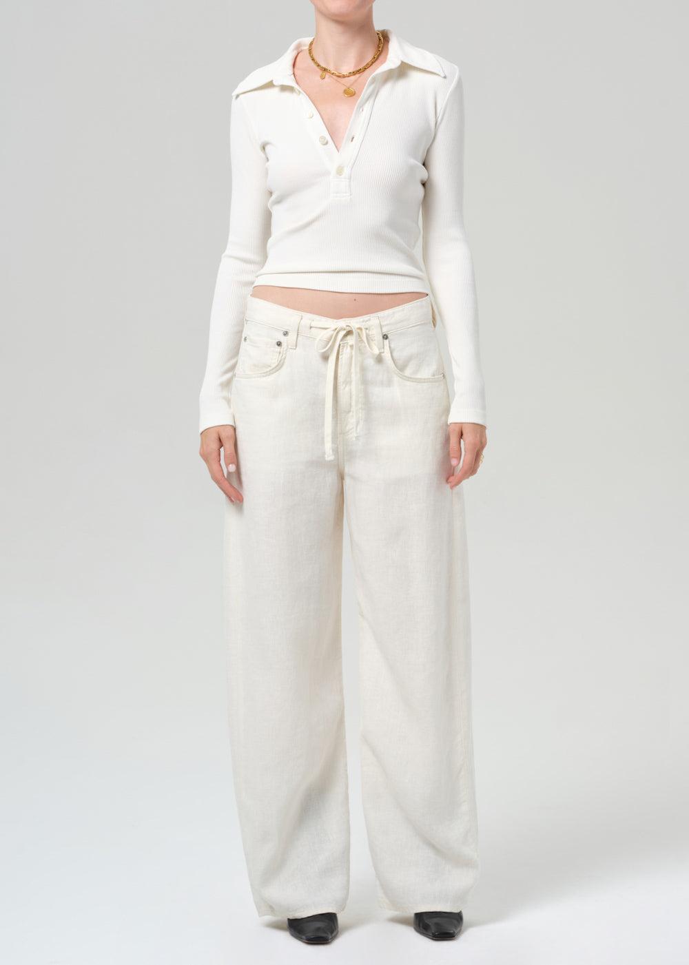 Brynn Drawstring Trouser - Vanilla-CREAM-26-CLOTHINGPANTWIDE LEG-CITIZENS of HUMANITY
