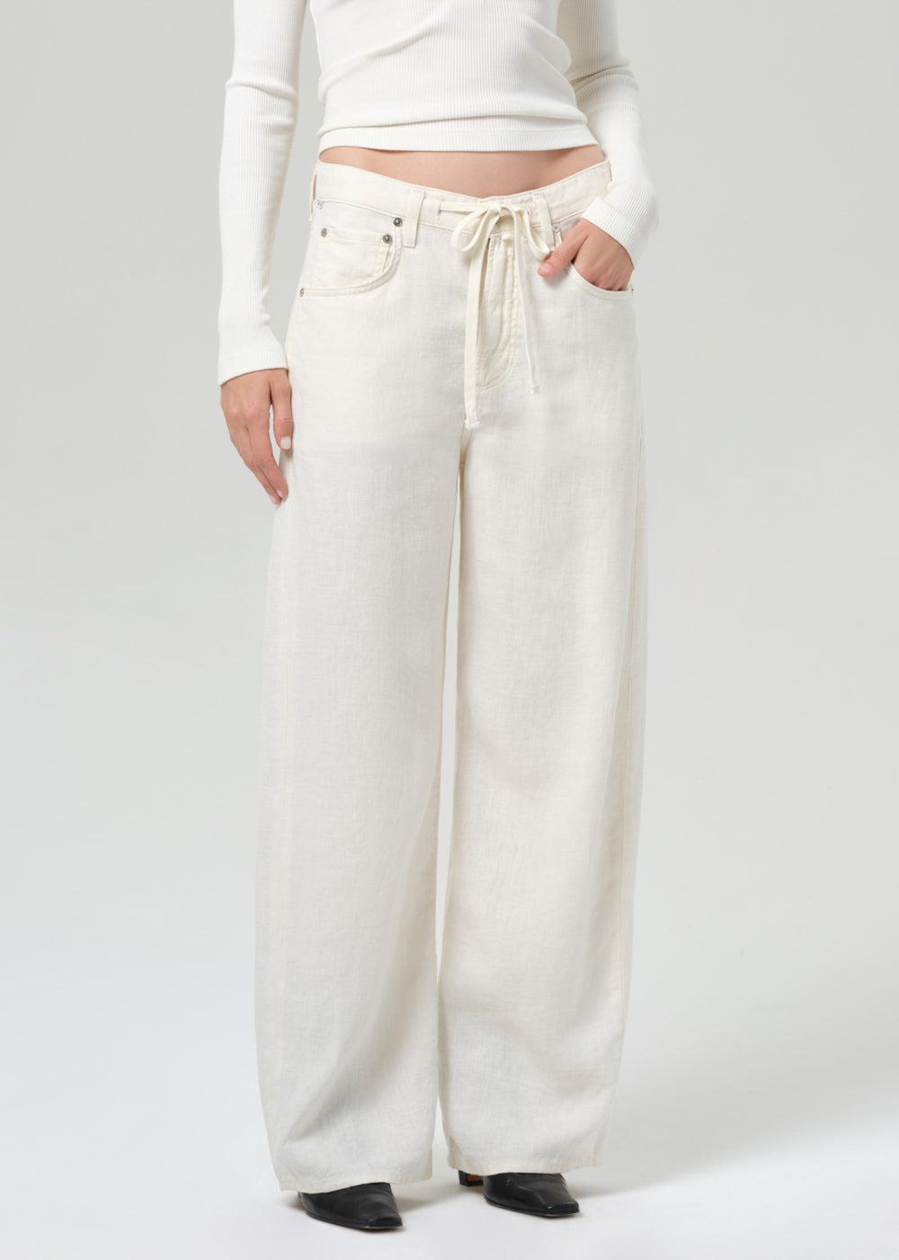 Brynn Drawstring Trouser - Vanilla-CREAM-26-CLOTHINGPANTWIDE LEG-CITIZENS of HUMANITY