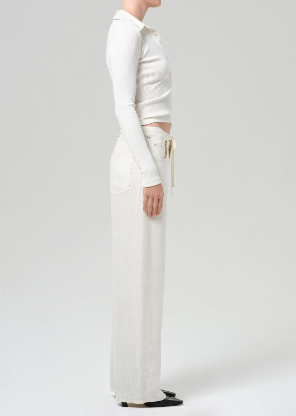 Brynn Drawstring Trouser - Vanilla-CREAM-26-CLOTHINGPANTWIDE LEG-CITIZENS of HUMANITY