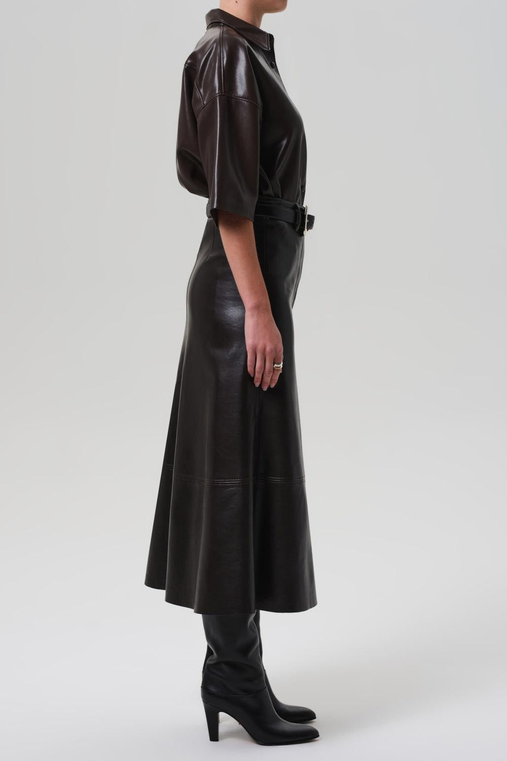 Cassia Leather Skirt-CHOCOLATE-26-CLOTHINGSKIRTMIDI-CITIZENS of HUMANITY