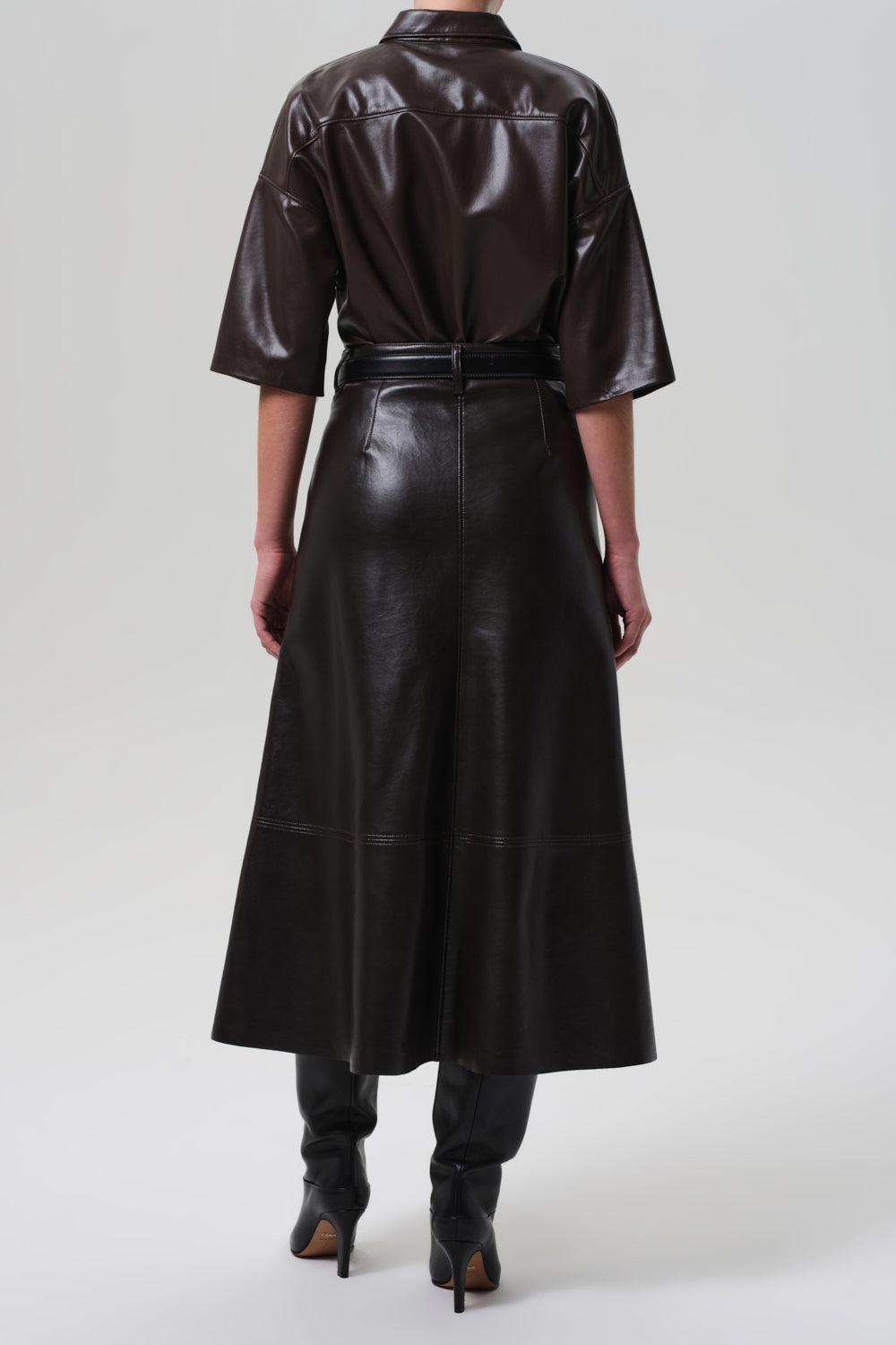 Cassia Leather Skirt-CHOCOLATE-26-CLOTHINGSKIRTMIDI-CITIZENS of HUMANITY