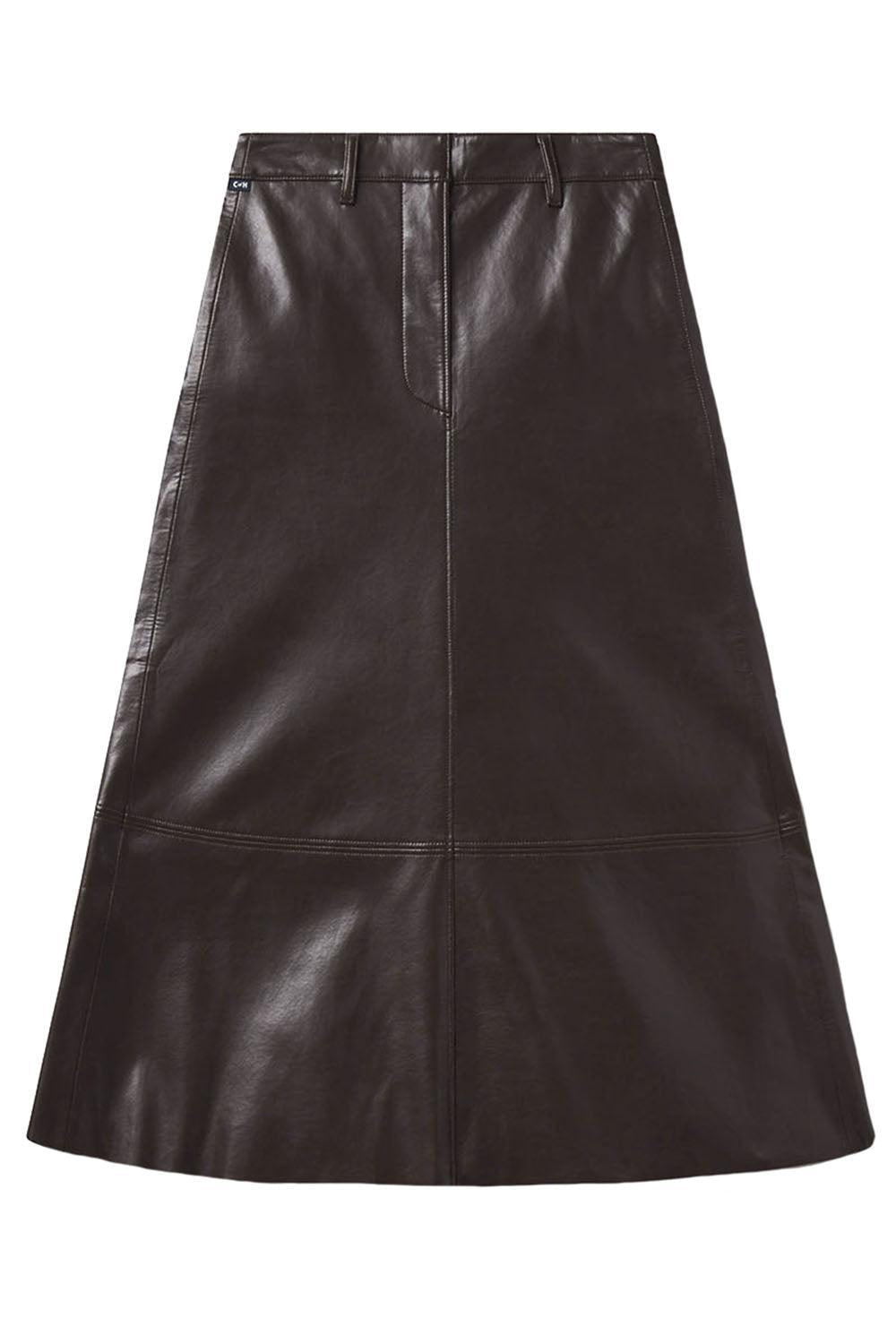 Cassia Leather Skirt-CHOCOLATE-26-CLOTHINGSKIRTMIDI-CITIZENS of HUMANITY