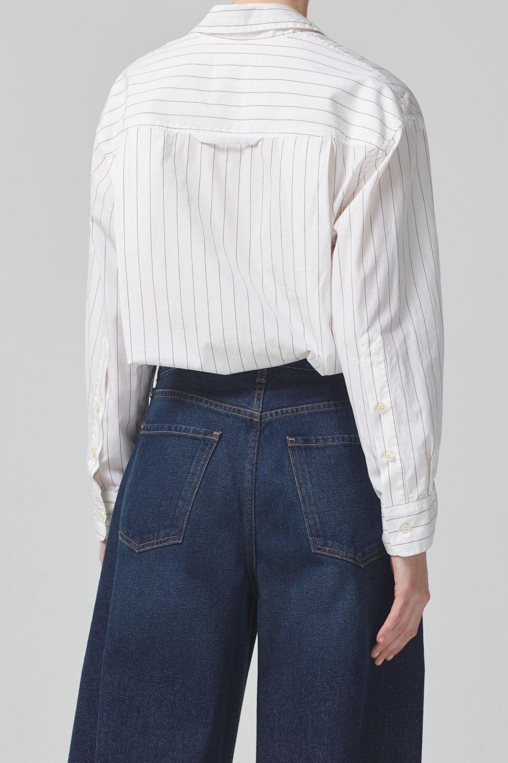 CITIZENS of HUMANITY-Kayla Shirt - Bitter Chocolate Stripe-