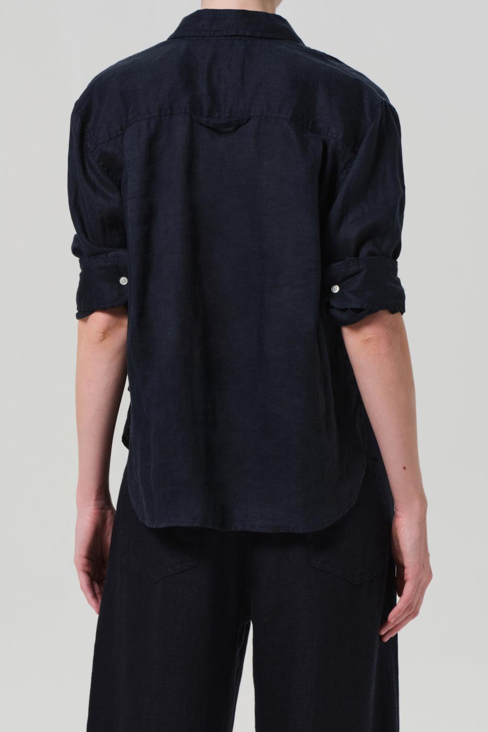 Kayla Shrunken Button Down Top-TRUENAVY-XS-CLOTHINGTOPBLOUSE-CITIZENS of HUMANITY