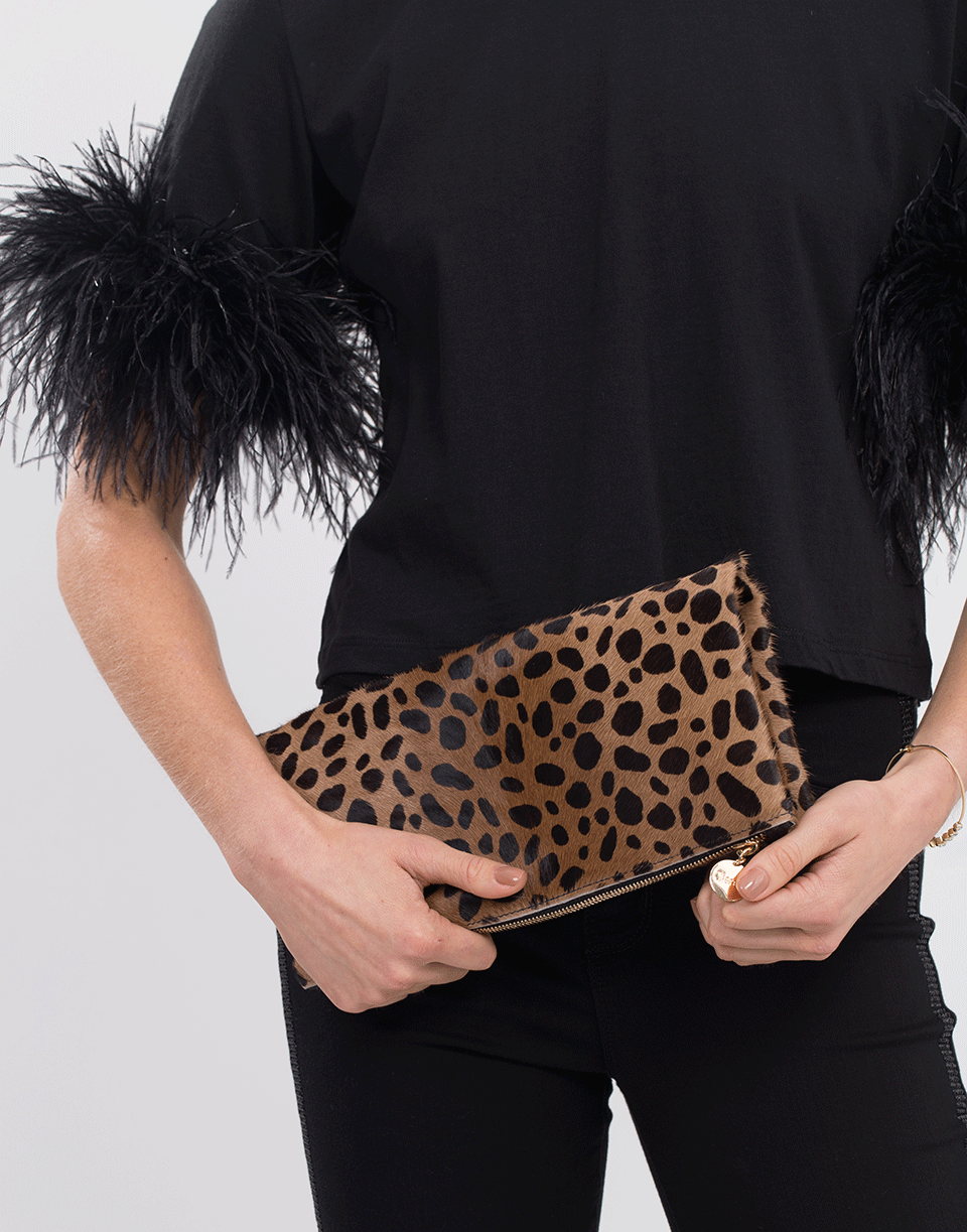 CLARE V-Foldover Leopard Clutch-LEOPARD